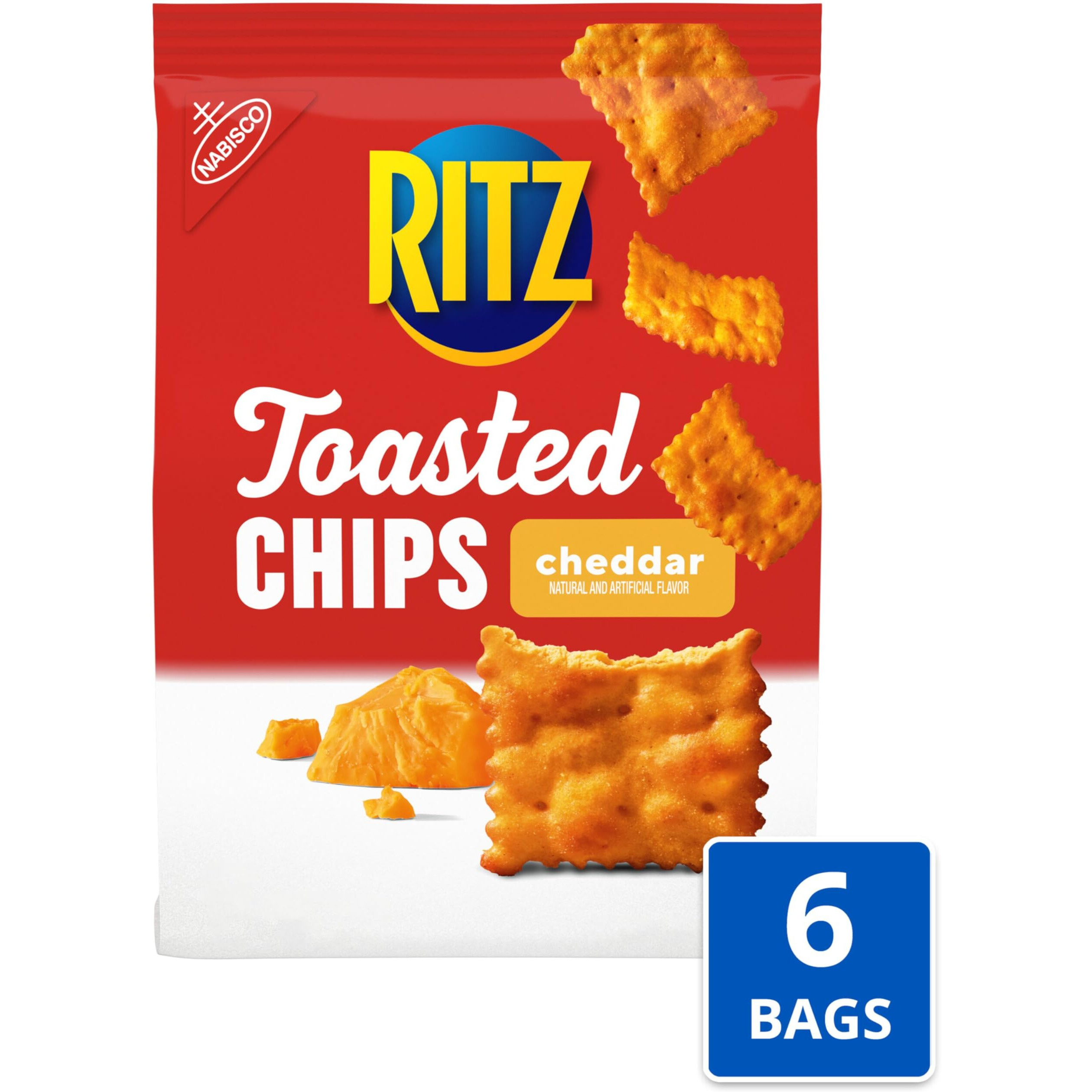 Ritz Toasted Chips Cheddar Crackers, 6 - 8.1 Oz Bags