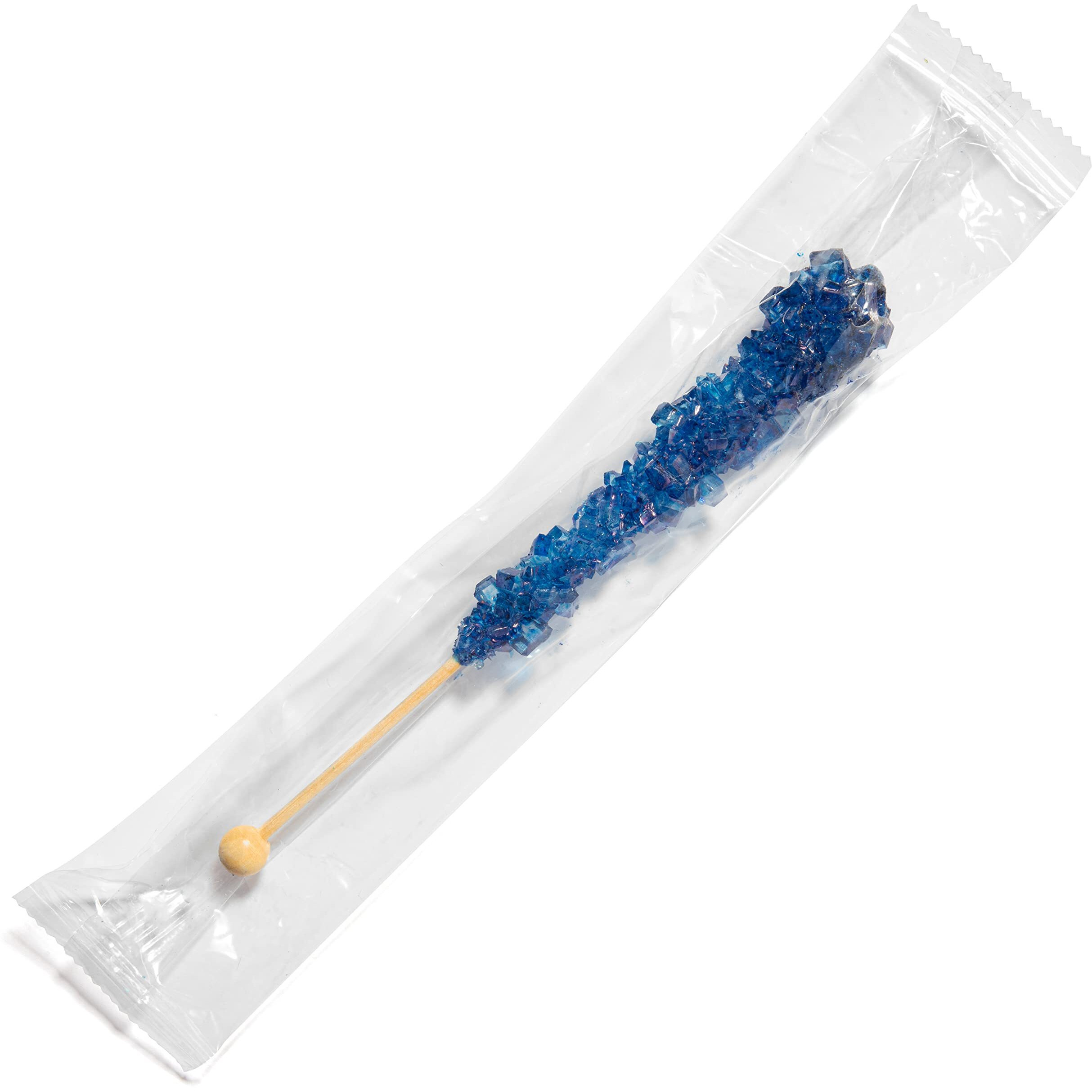 Candy Envy - Navy Blue Rock Candy Sugar Sticks - Blueberry Flavored - 144 Indiv. Wrapped