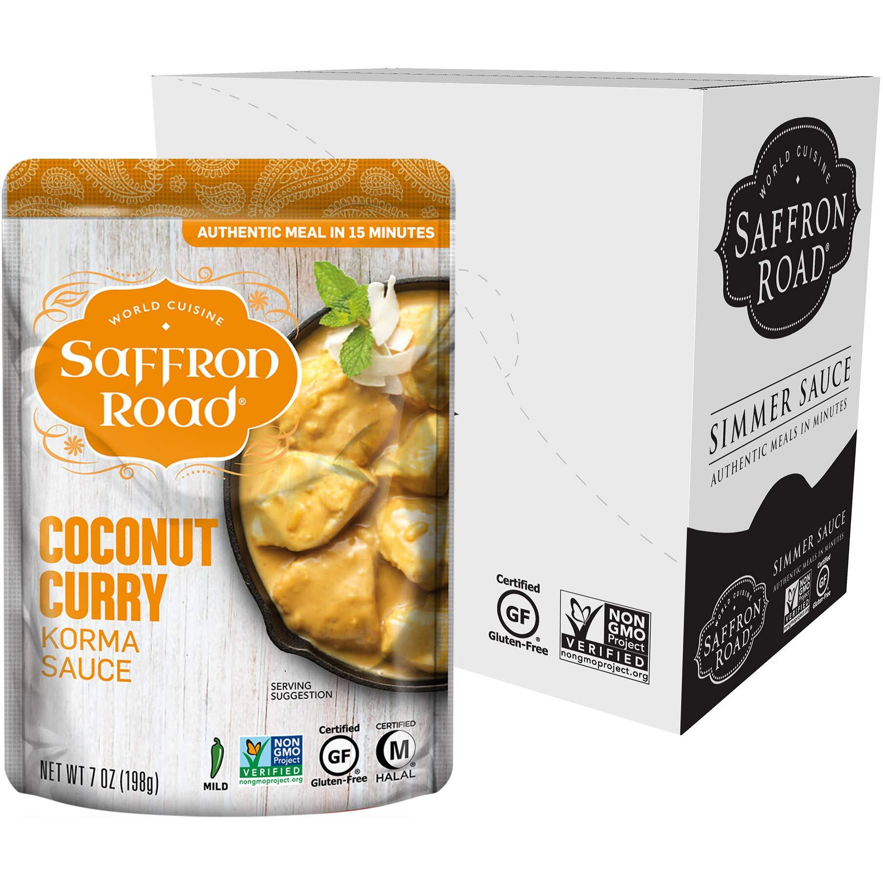 Saffron Road Simmer Sauce Coconut Curry - Non-Gmo, Gluten-Free, Halal, Kosher (7 Ounce (Pack Of 8))
