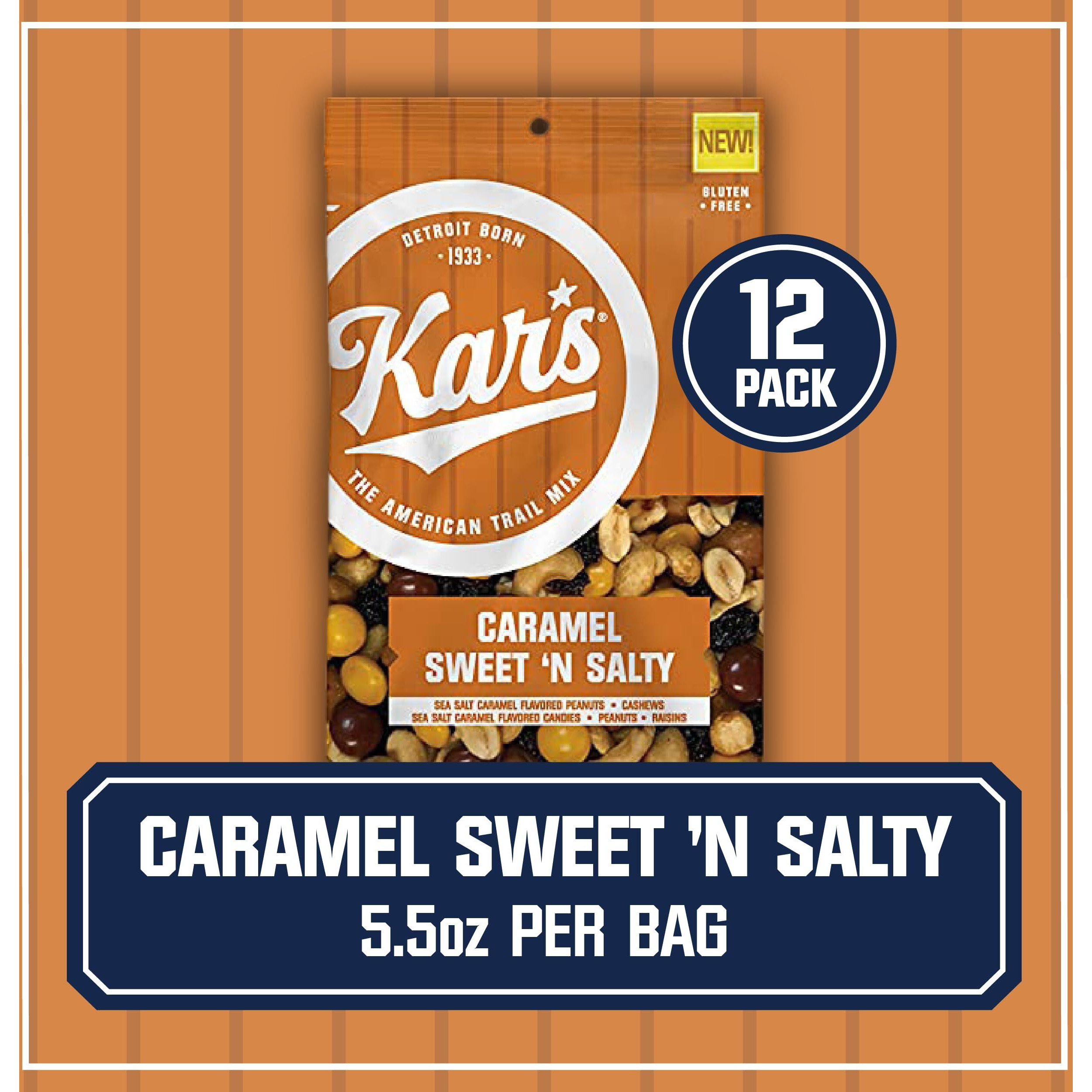 Kars Nuts Caramel Sweet N Salty Trail Mix - 5.5 Oz Snack Packs, Pack Of 12 - Snacks For Adults And Kids