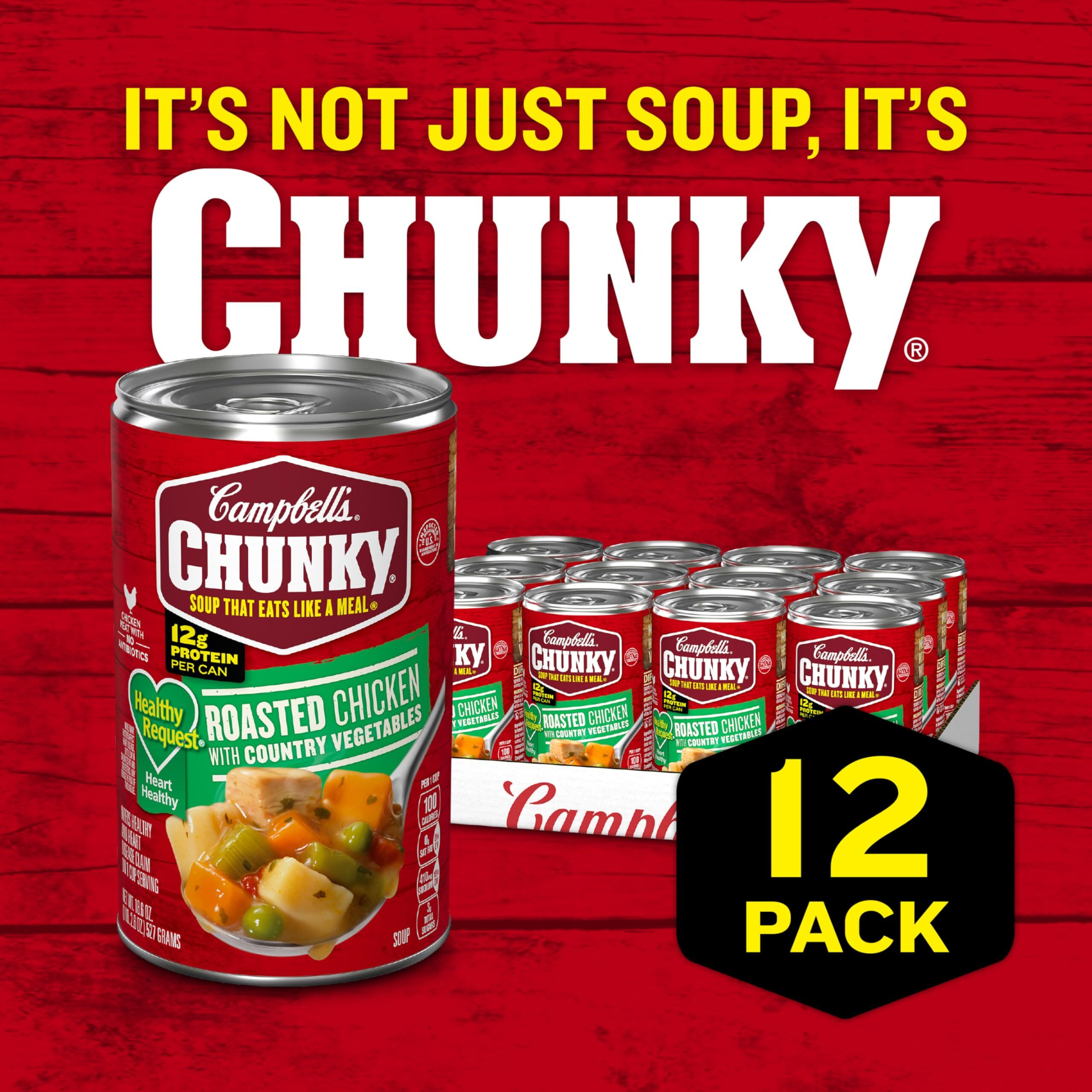 Campbells Chunky Healthy Request Soup, Roasted Chicken Soup With Country Vegetables, 18.8 Oz Can (Case Of 12)