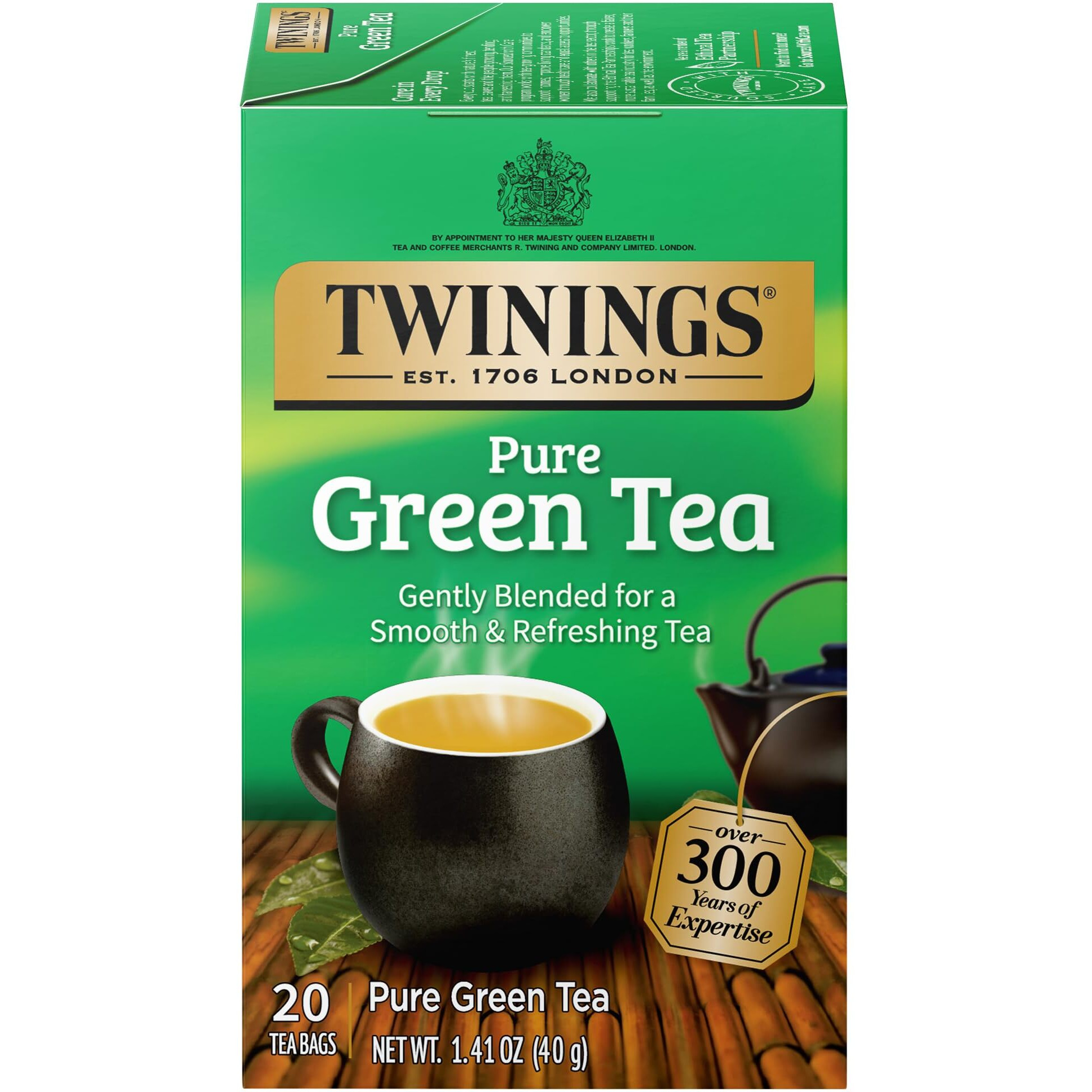 Twinings Green Tea, 20 Count (Pack Of 6), Individually Wrapped Bags, Smooth Flavour, Enticing Aroma, Caffeinated, Enjoy Hot Or Iced