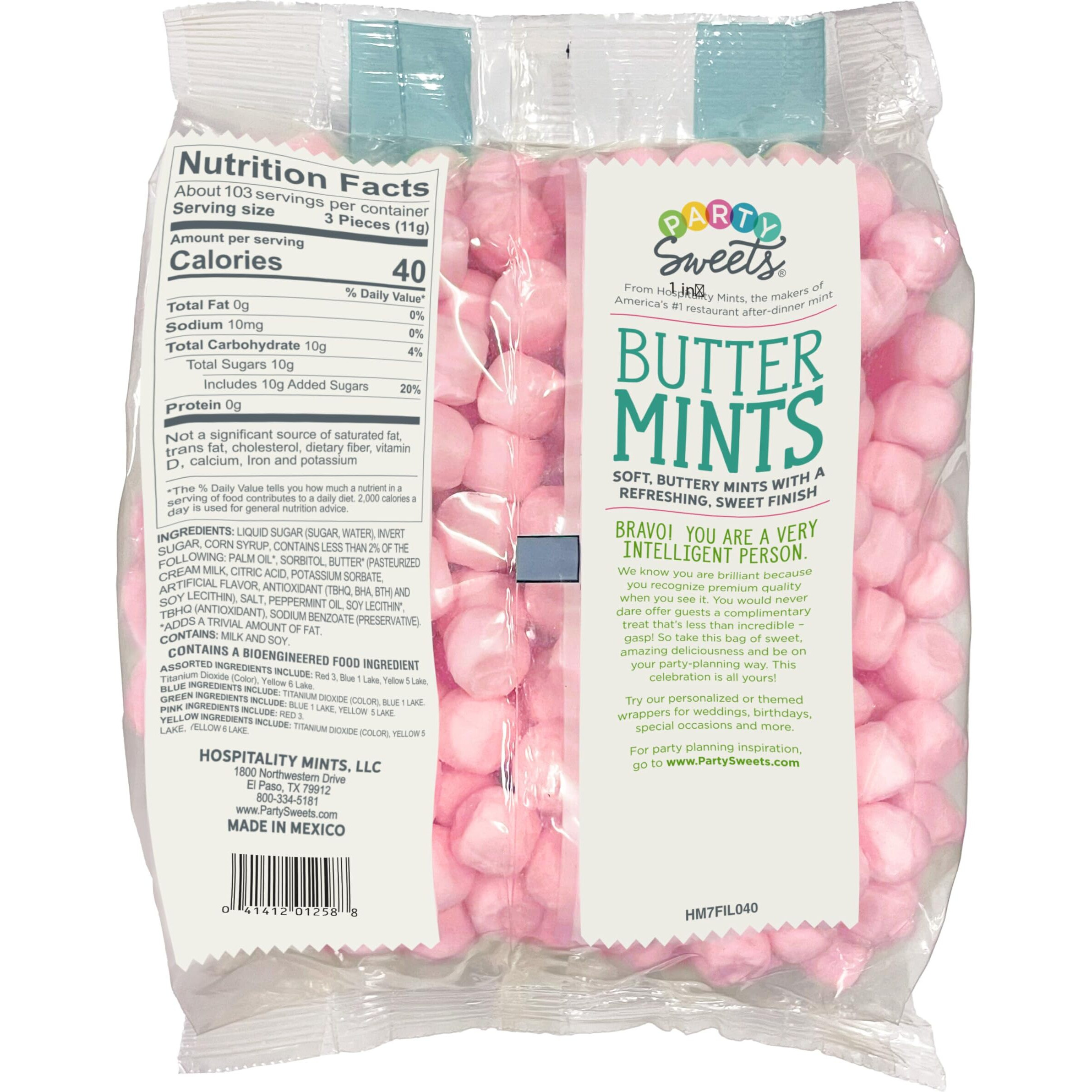 Party Sweets Pink Buttermints, 2.5 Pound, Appx. 350 Pieces From Hospitality Mints