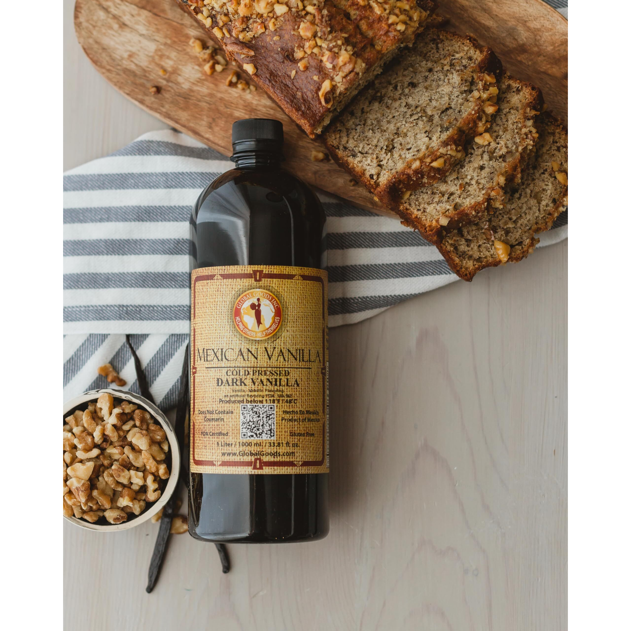 Pure Dark Mexican Vanilla Extract (Dark, 1 Liter, 33.81 Fl Oz)