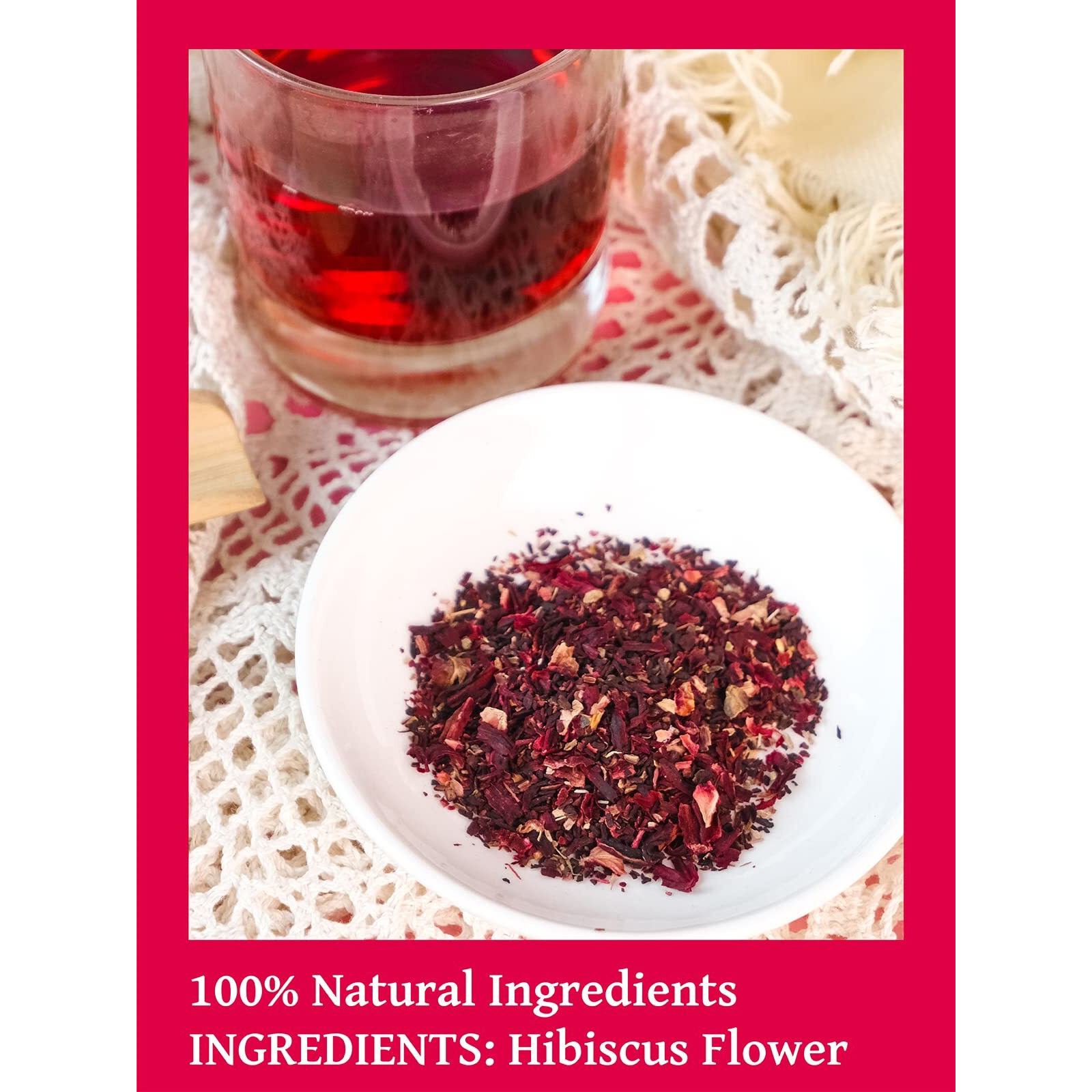 Teelux Hibiscus Tea Bags, Natural Hibiscus Flowers Herbal Tea, Caffeine Free, Refreshing Tart Flavor, Hot & Iced Tea, 100 Count