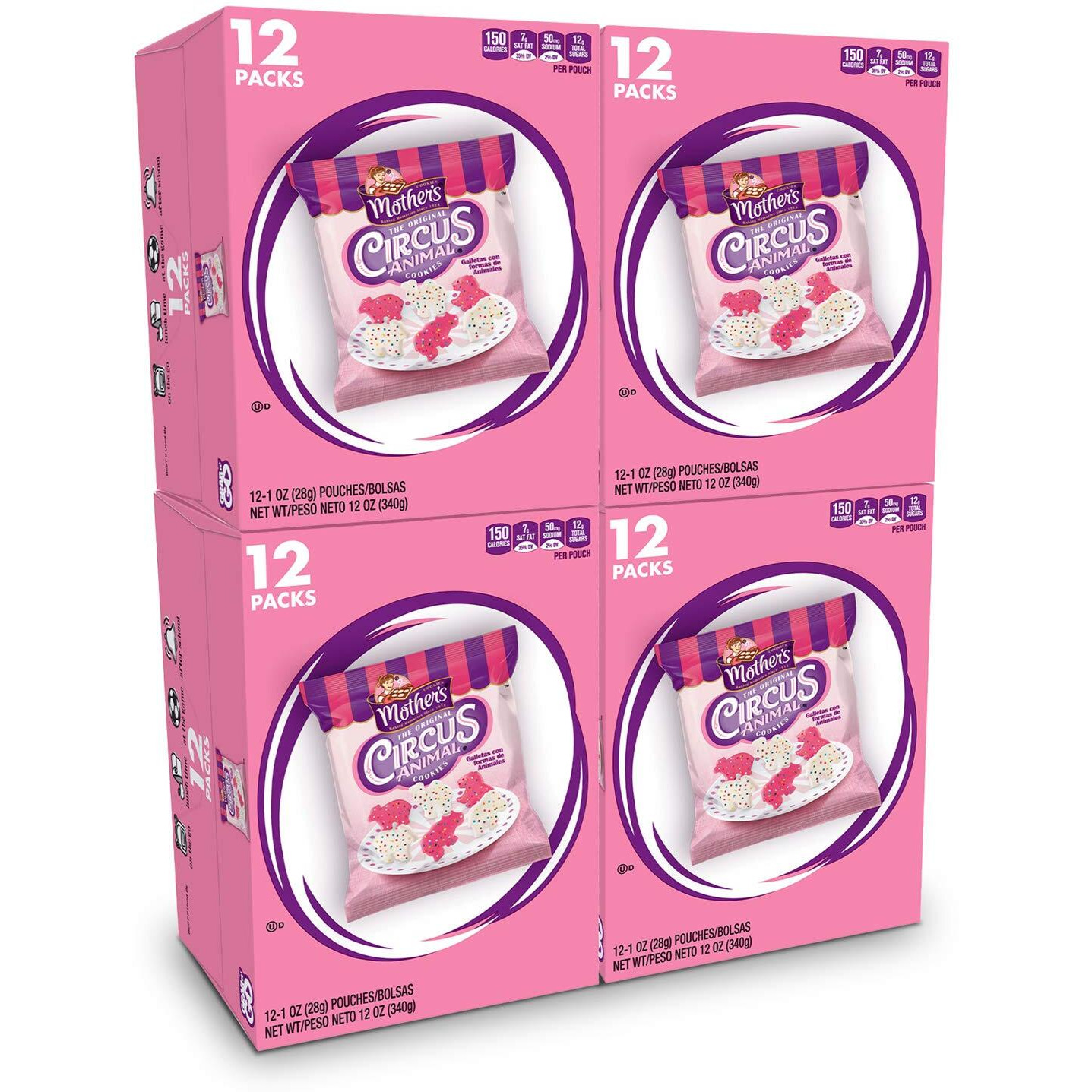 Mother's Cookies, Circus Animal, Caddy, 12 Ct. (Pack Of 4)