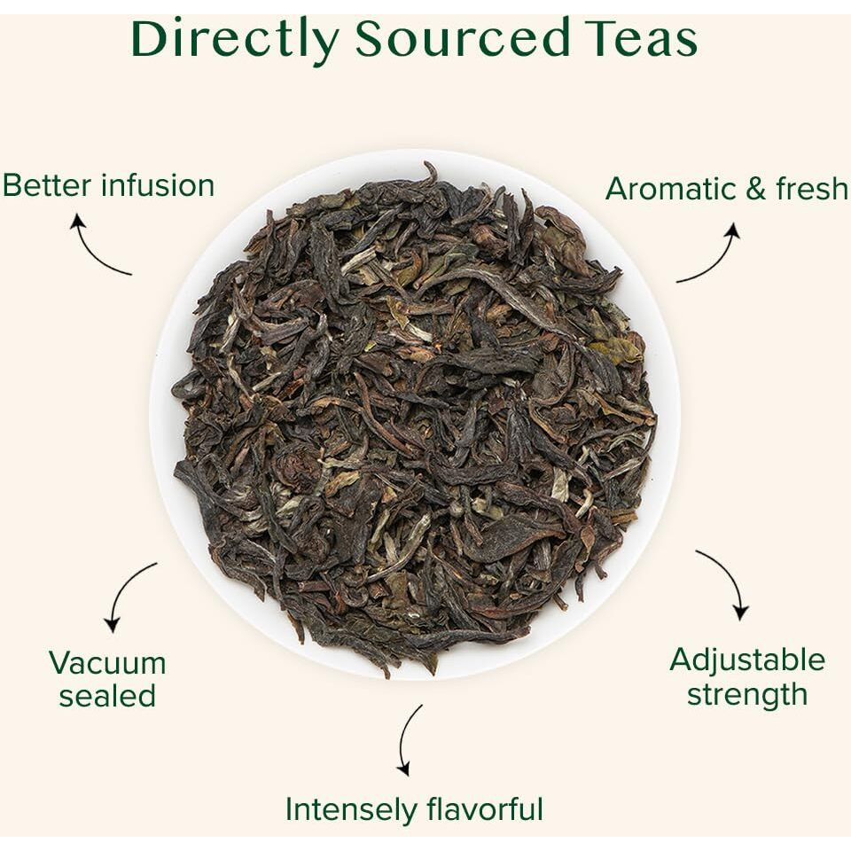 Vahdam, First Flush Darjeeling Tea - 50 Cups (3.53Oz) | Loose Leaf Black Tea - Flowery, Aromatic & Delicious | Picked, Packed & Shipped Direct From India | Champagne Of Teas | Mellow & Fragrant