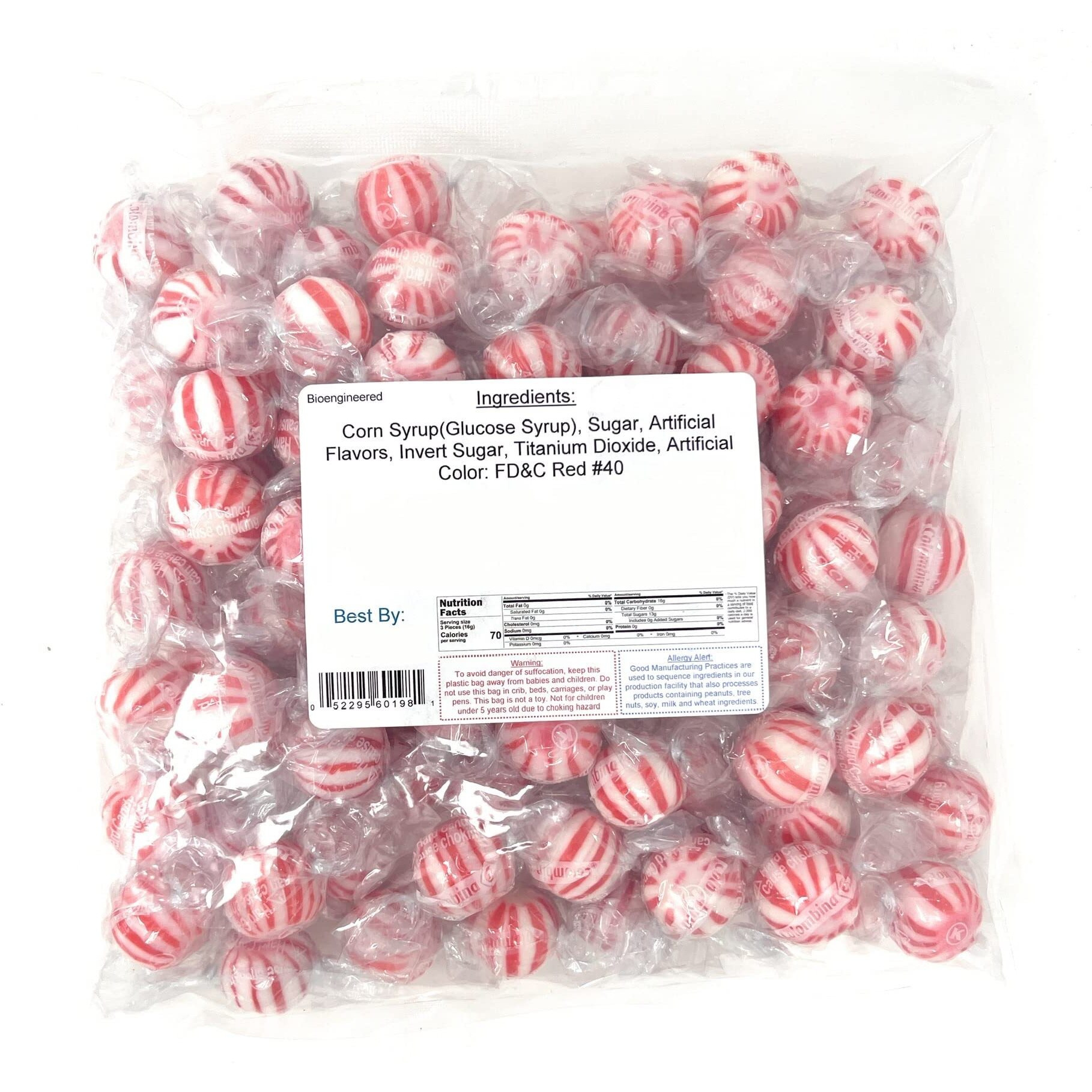 Yankee Traders Hard Candy Balls, Peppermint Striped, 2 Pound