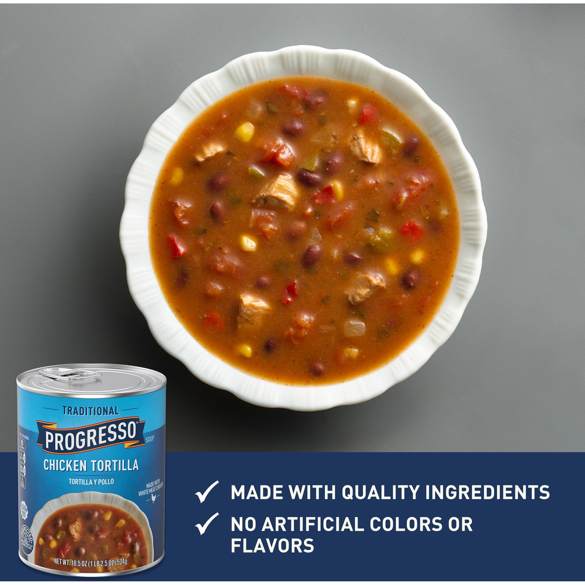 Progresso Traditional, Chicken Tortilla Canned Soup, Gluten Free, 18.5 Oz. (Pack Of 12)