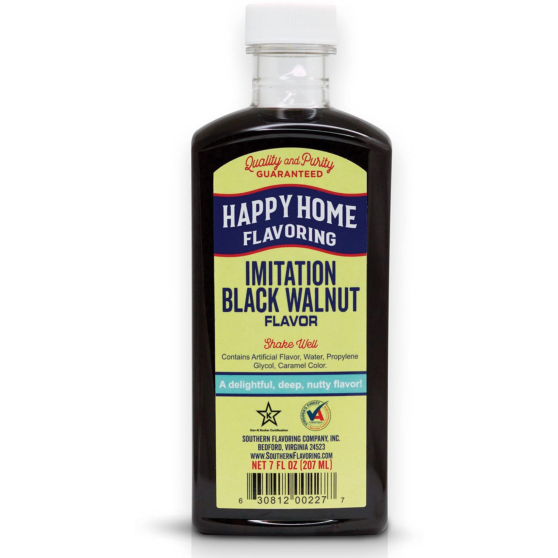 Happy Home Imitation Black Walnut Flavoring, Non-Alcoholic, Certified Kosher, 7 Oz.