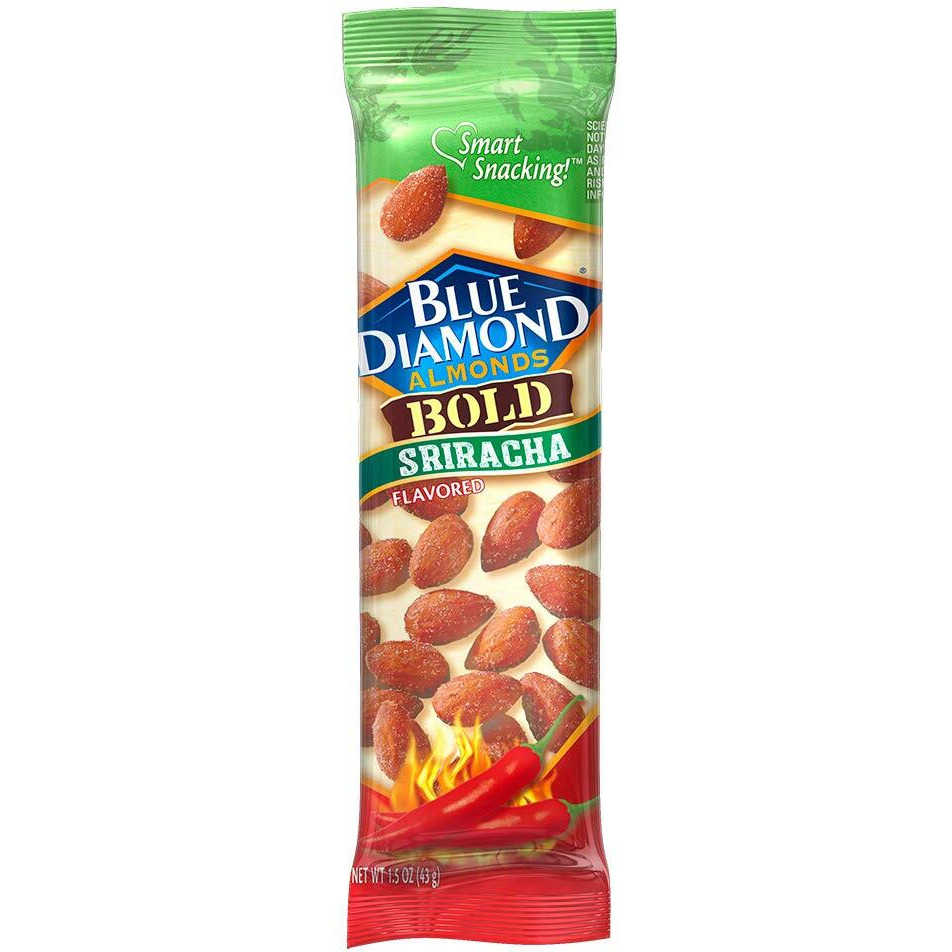 Blue Diamond Almonds, Bold Sriracha Flavored Snack Nuts, Single Serve Bags (1.5 Oz. Tubes, Pack Of 12)