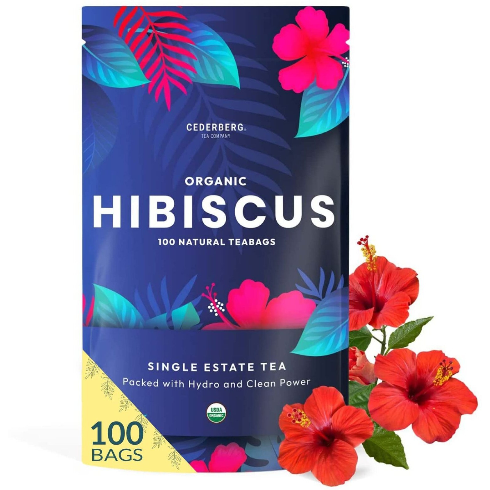 Organic Hibiscus Tea -100 Tea Bags | Organic Herbal Tea From Single Origin | Eco-Friendly Tea Bags | Non-Gmo Caffeine Free Tea With Zero Sugar | Cederberg Tea Company