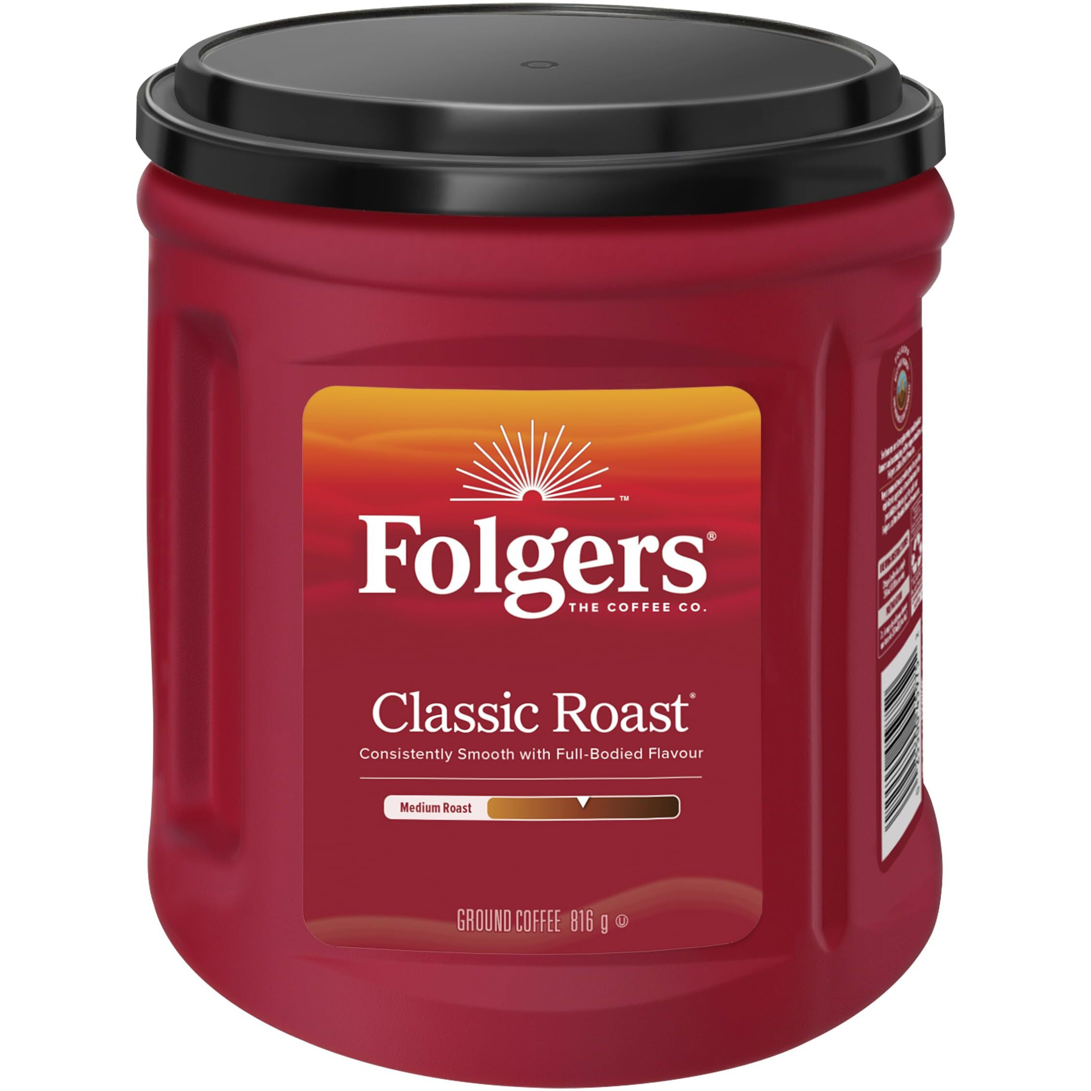 Folgers Classic Roast Medium Dark Roast, Ground Coffee, 816G Canister