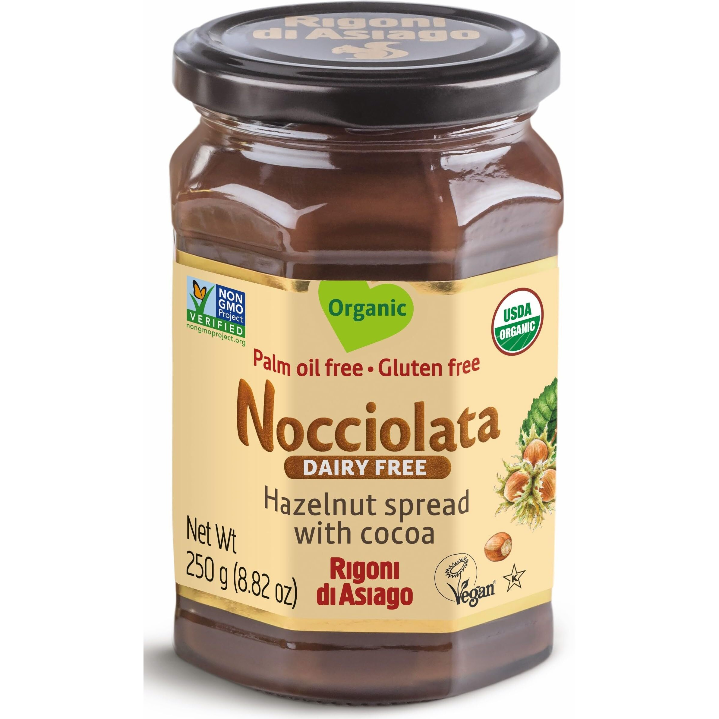 Rigoni Di Asiago Nocciolata Organic Hazelnut Spread, Dairy Free, 8.82 Oz (Pack Of 6)