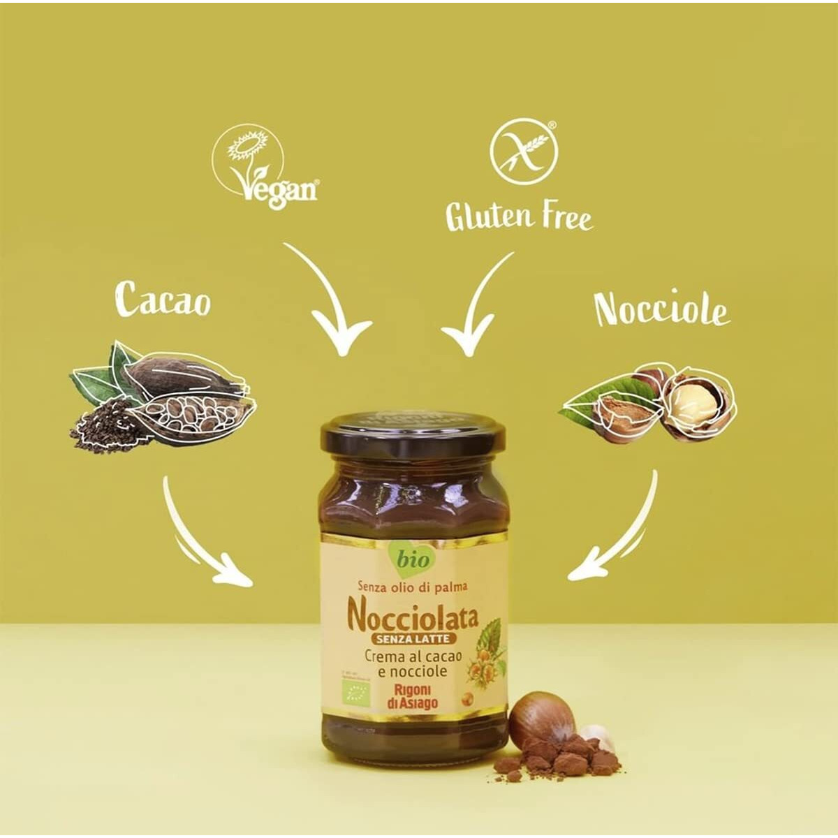 Rigoni Di Asiago Nocciolata Organic Hazelnut Spread, Dairy Free, 8.82 Oz (Pack Of 6)