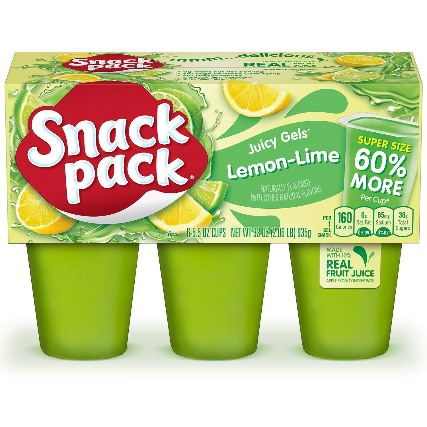 Super Snack Pack Lemon-Lime Juicy Gels, 6 Count, 8 Pack
