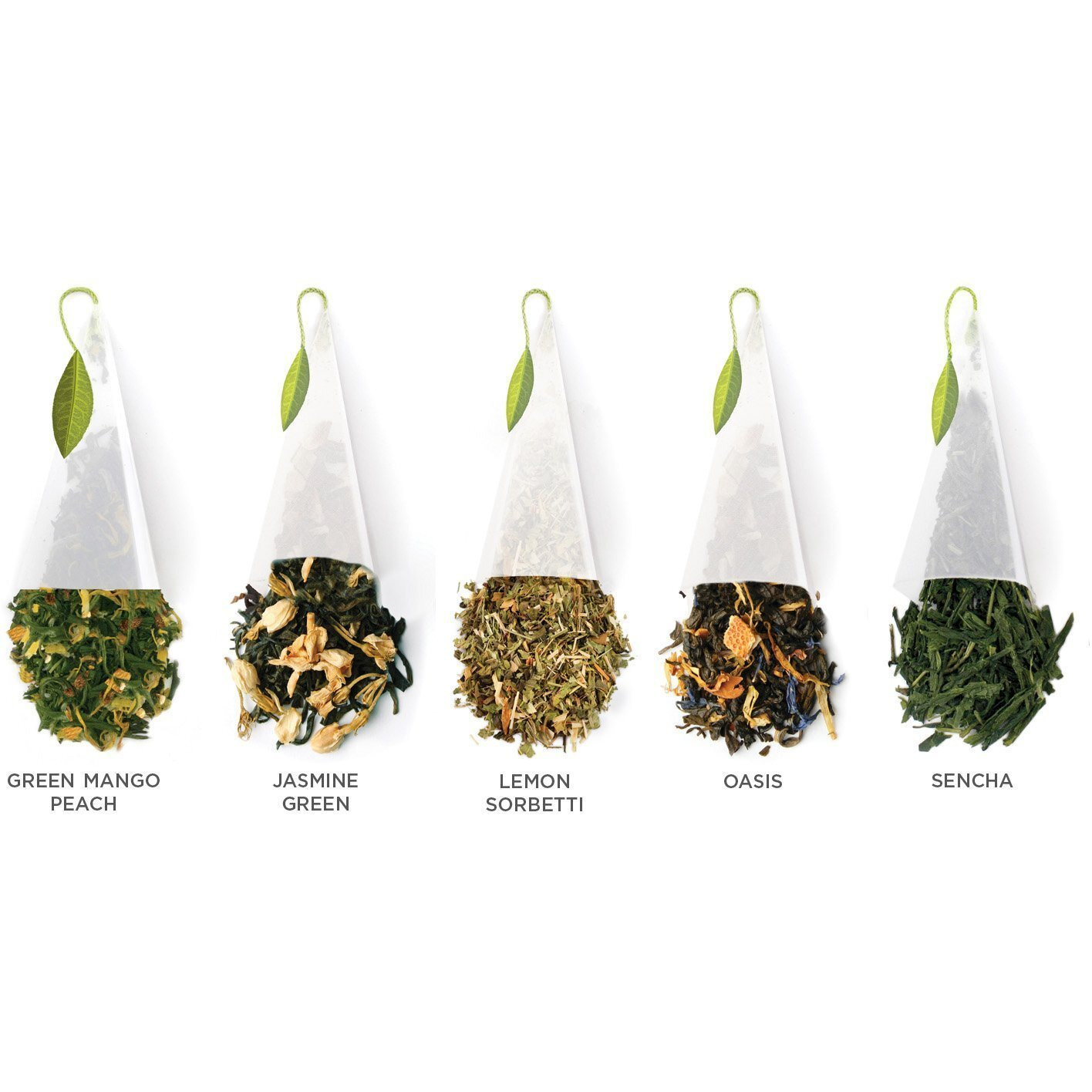 Tea Forte Green Tea Assortment, Petite Presentation Box Tea Sampler Gift Set With 10 Handcrafted Pyramid Tea Infusers