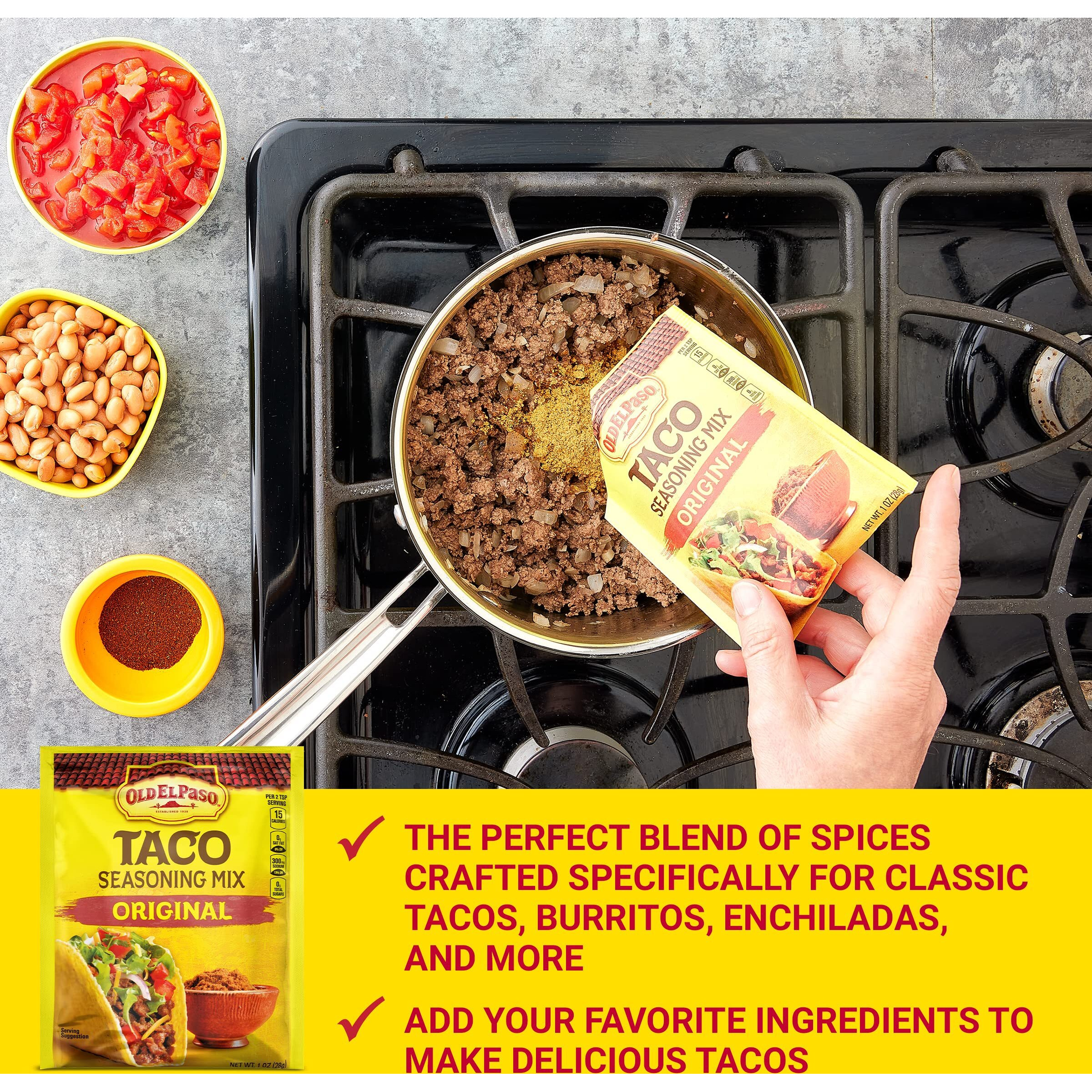 Old El Paso Taco Seasoning Mix, Original Flavor, 1 Oz. (Pack Of 32)