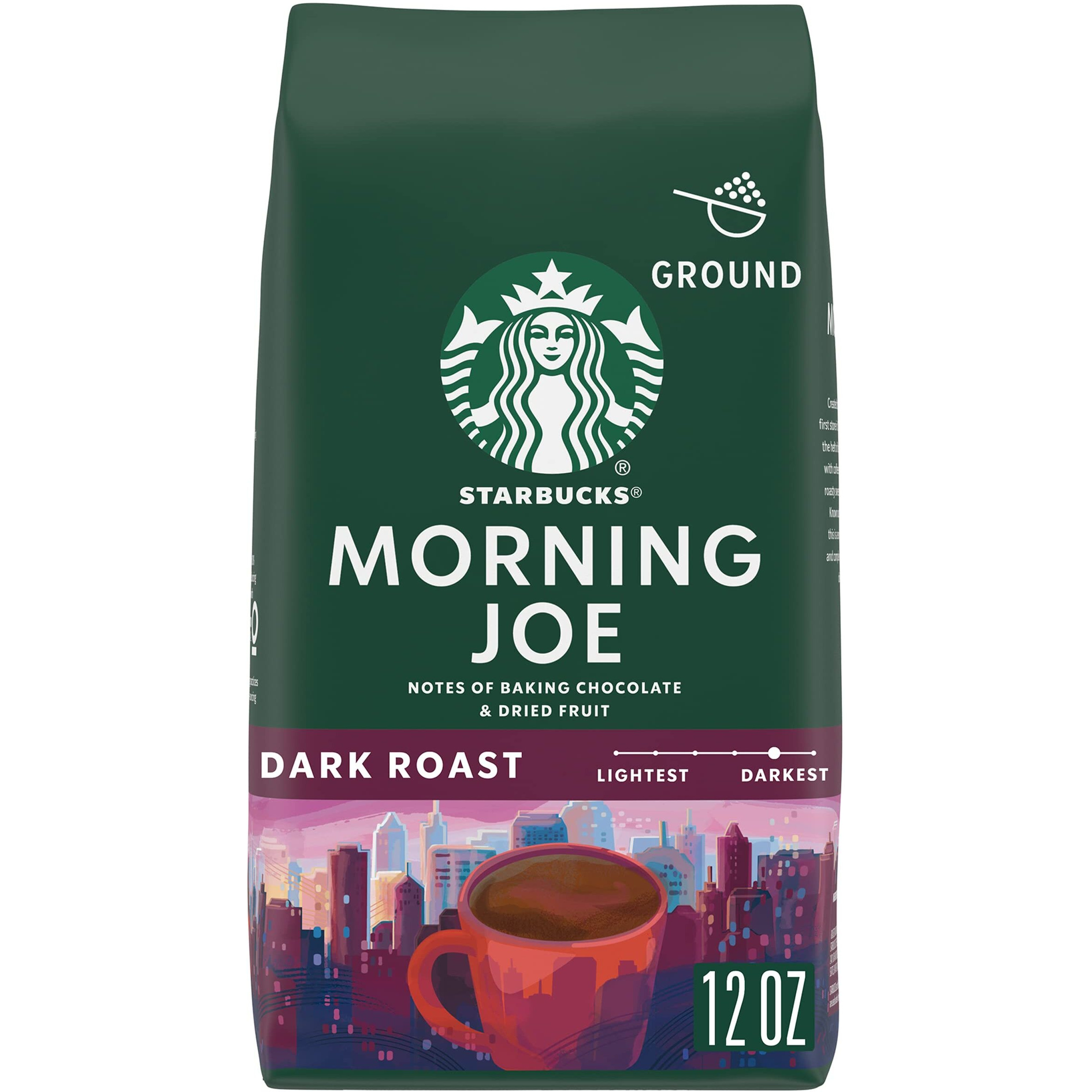 Starbucks Ground Coffee, Dark Roast Coffee, Morning Joe, 100% Arabica, 1 Bag (12 Oz)