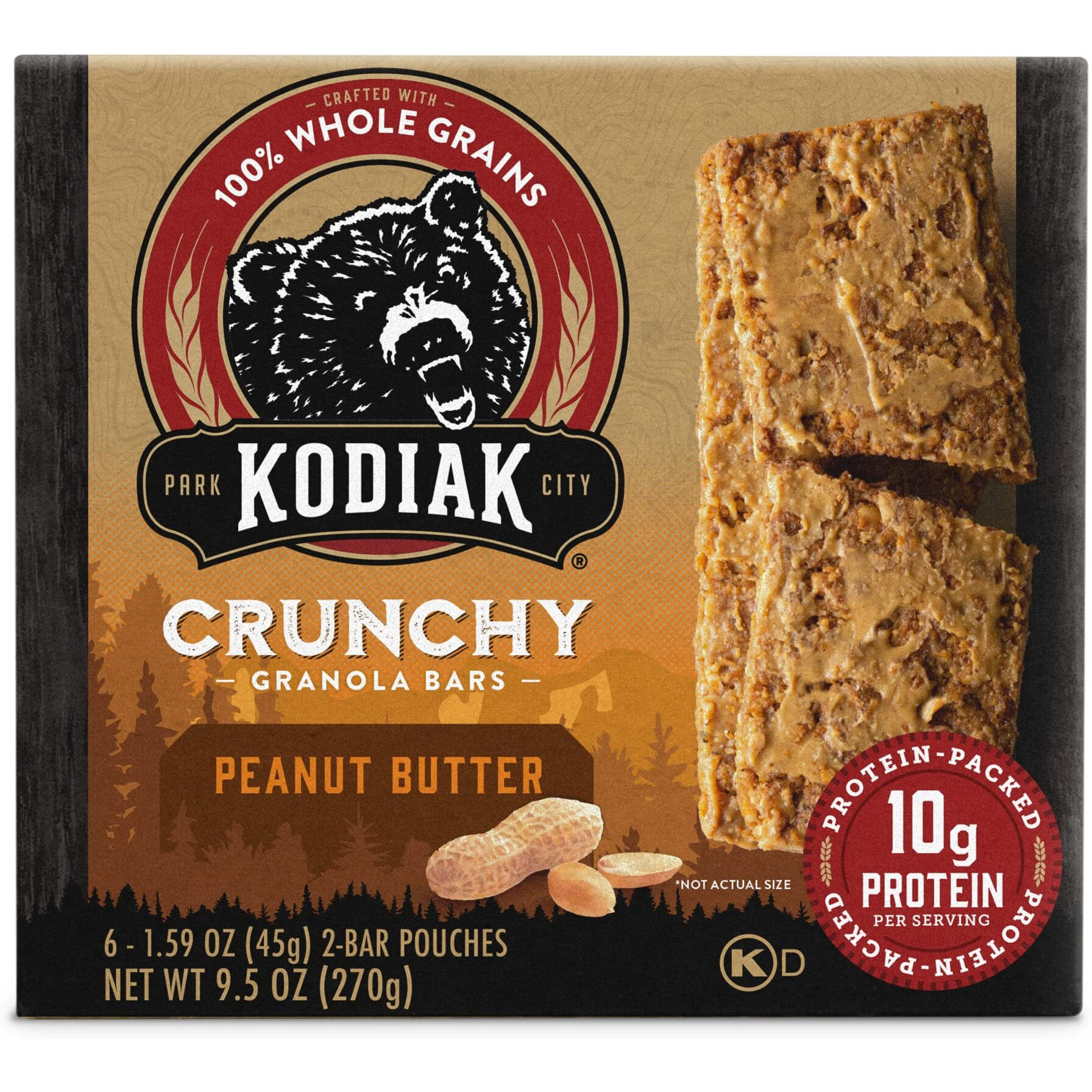 Kodiak Cakes Crunchy Granola Bar Variety Pack - Peanut Butter (2 Boxes) And Chocolate Chip (2 Boxes) High Protein Granola Bar Snack - 100% Whole Grain Granola Bars Bulk - (24) Total Pouches