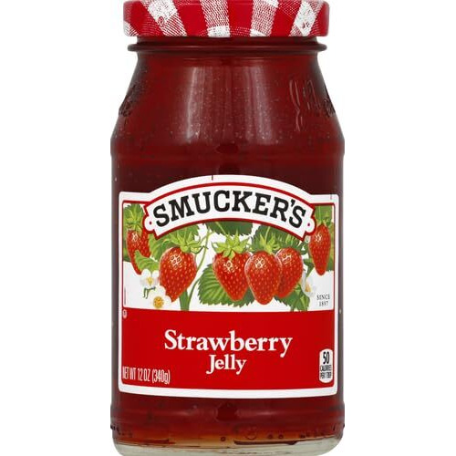Smuckers Strawberry Jelly, Made With Real Fruitjuice, 12 Oz Glass Jar (Pack Of 1)