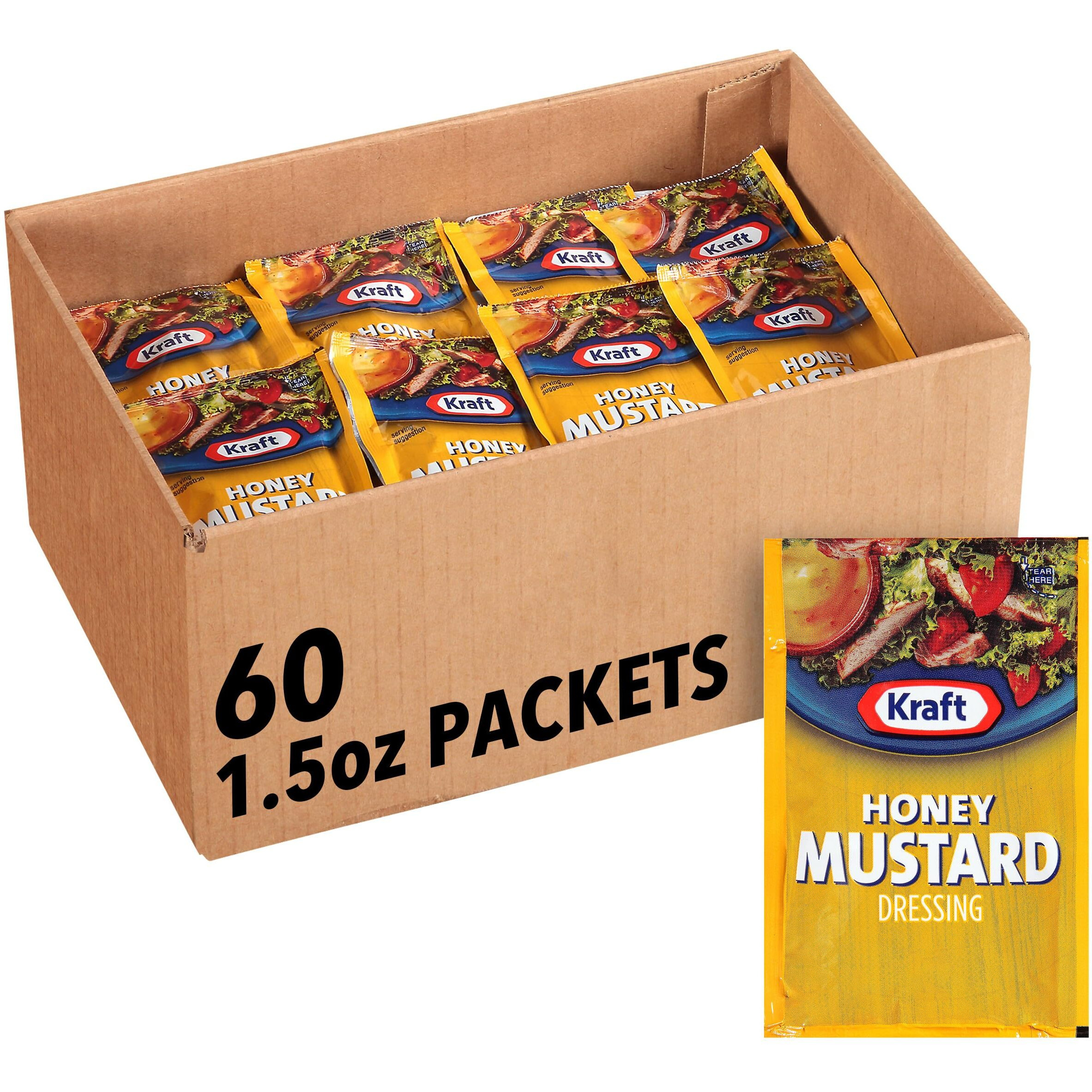 Kraft Honey Mustard Salad Dressing Single Serve Packet (1.5 Oz Packets, Pack Of 60)