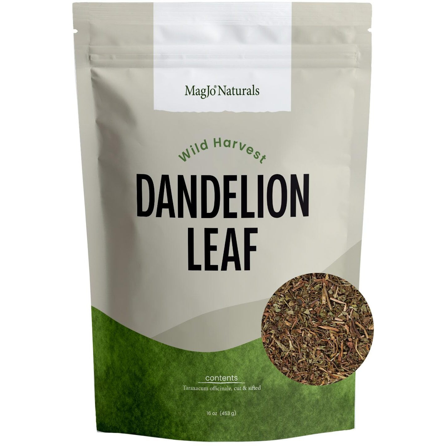 Magjo Naturals Wild-Harvest Dandelion Leaf (16 Ounces) Cut & Sifted, Non-Irradiated, Taraxacum Officinale, Bulk 1 Pound, Herbal Infusion, Te Diente De Leon Organico