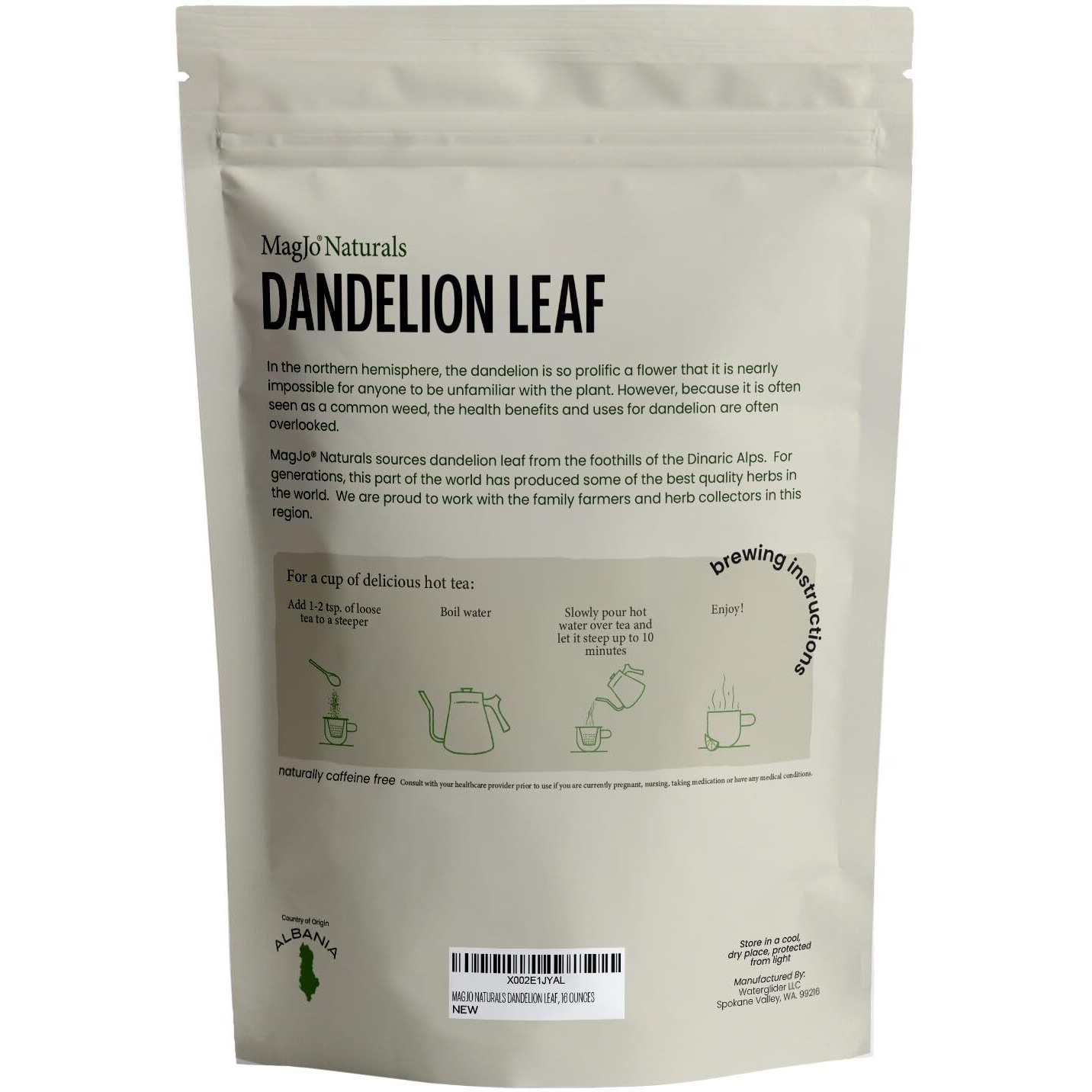 Magjo Naturals Wild-Harvest Dandelion Leaf (16 Ounces) Cut & Sifted, Non-Irradiated, Taraxacum Officinale, Bulk 1 Pound, Herbal Infusion, Te Diente De Leon Organico