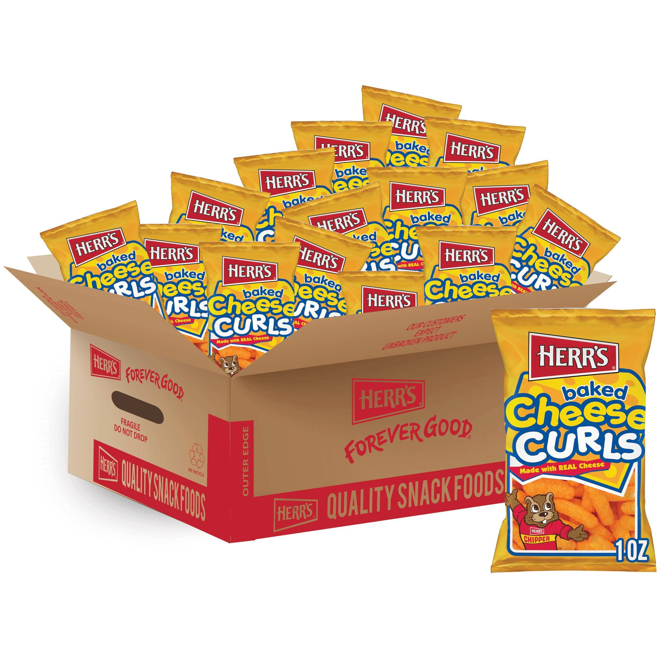 Herr's Baked Cheese Curls, 1 Ounce (Pack Of 42 Bags)