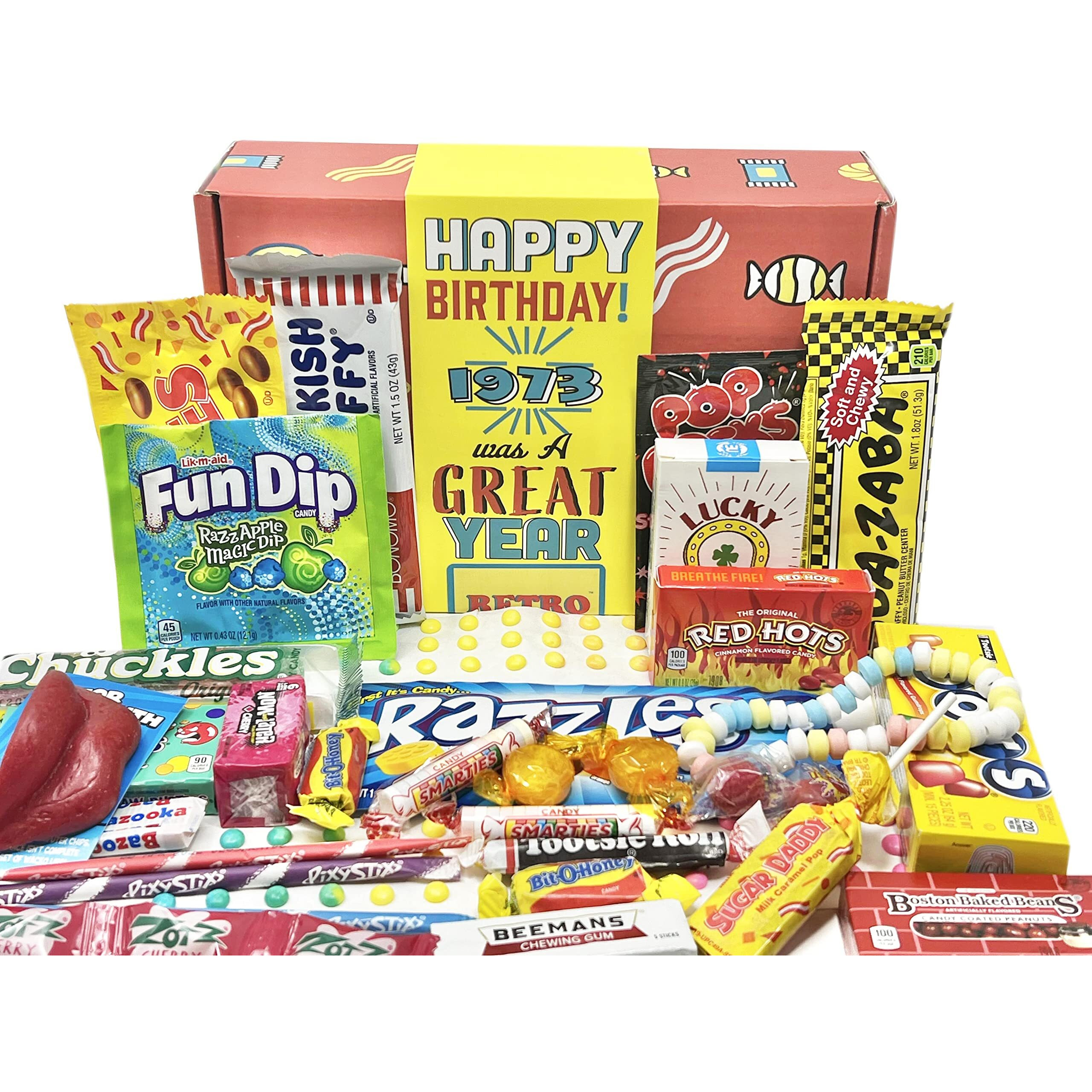 Retro Candy Yum ~1973 Vintage Candy Box With 30 Kinds Of 1970S Retro Candy - Perfect 51St Birthday Gifts For Women & Men Celebrate With A Nostalgic Taste Of The Past From The 70S