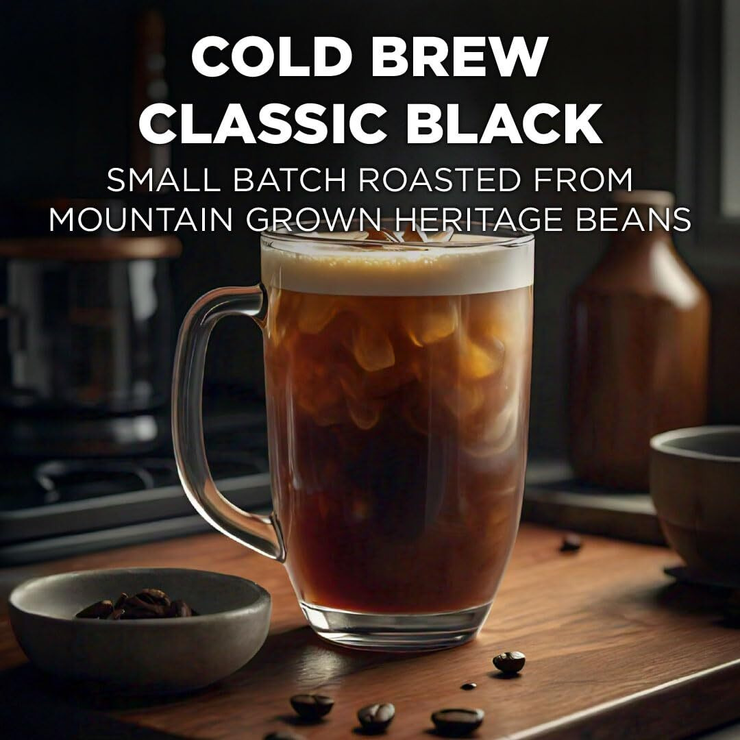 Maud's Black Cold Brew Dark Roast Coffee Pods, 18 Ct | Cold Brew Classic Black Coffee | 100% Arabica Dark Roast Coffee | Solar Energy Produced Recyclable Pods Compatible With Keurig K Cups Maker