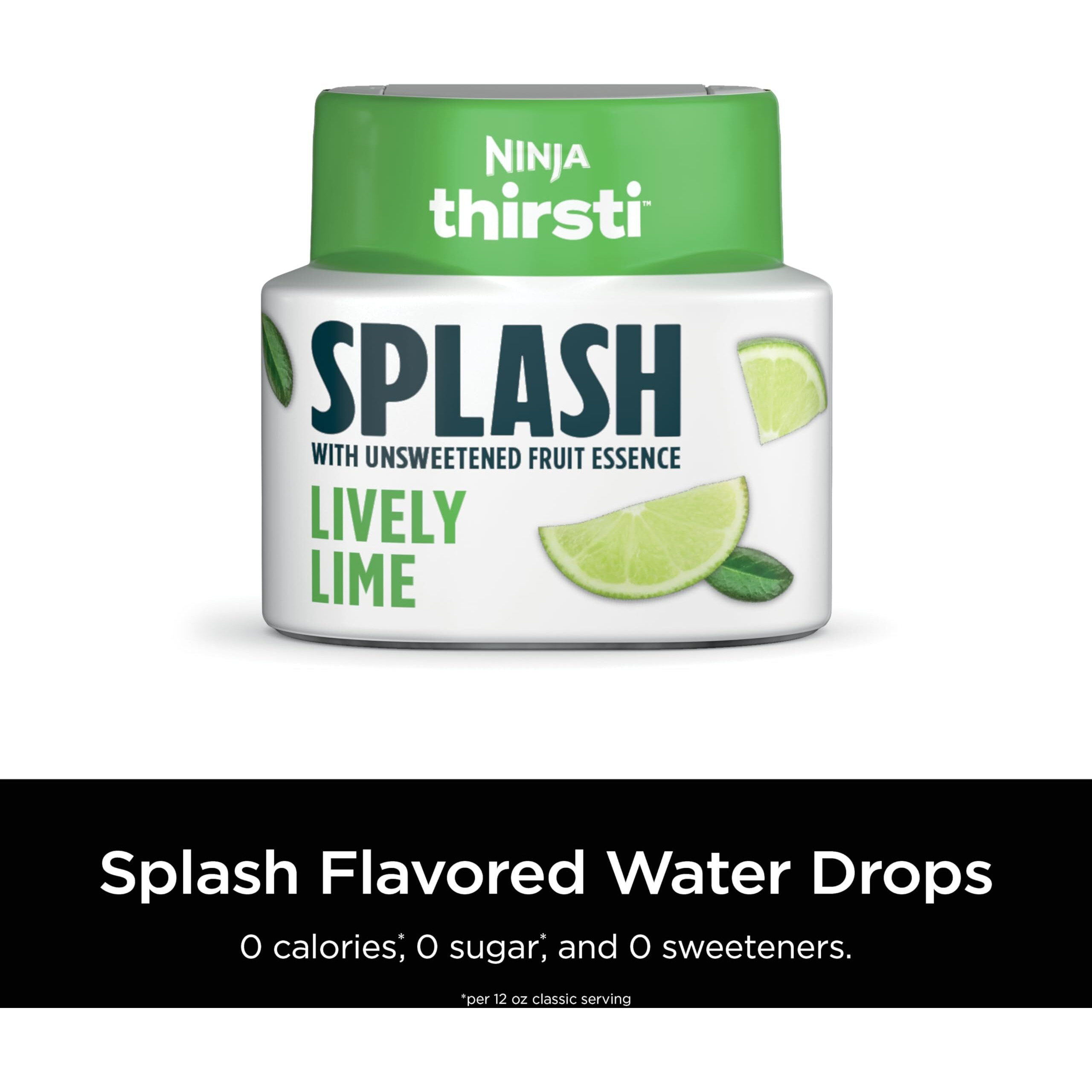 Ninja Thirsti Flavored Water Drops, Splash With Unsweetened Fruit Essence, Lively Lime, 3 Pack, Zero Calories,Zero Sugar, Zero Sweeteners, 2.07 Fl Oz, Makes 20, 12Oz Drinks, Wcflimam