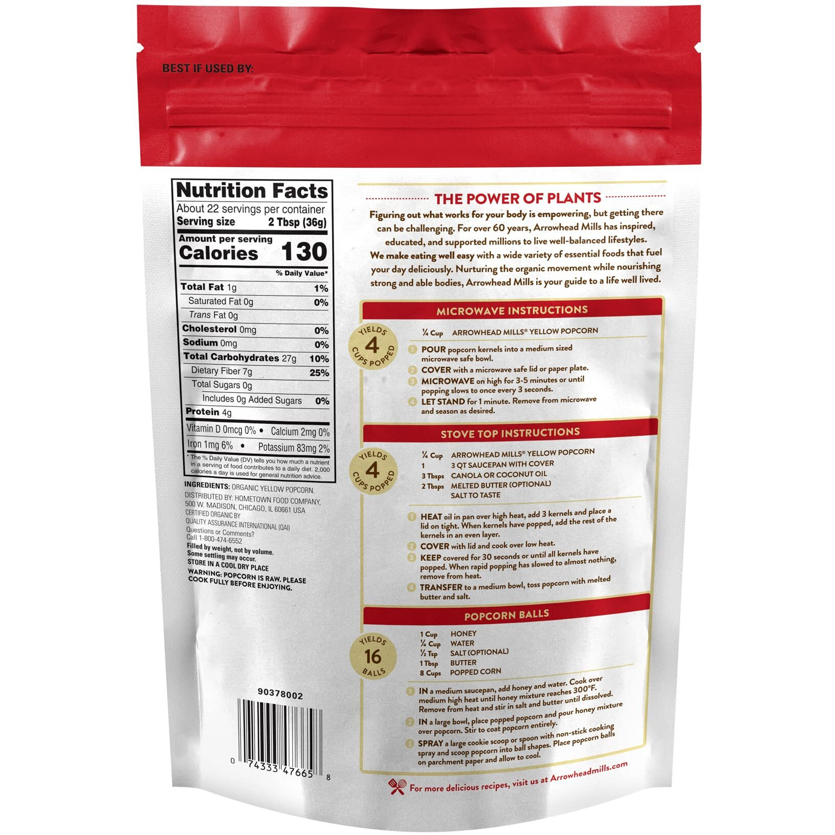 Arrowhead Mills Organic Yellow Popcorn, 28 Oz - Pack Of 2