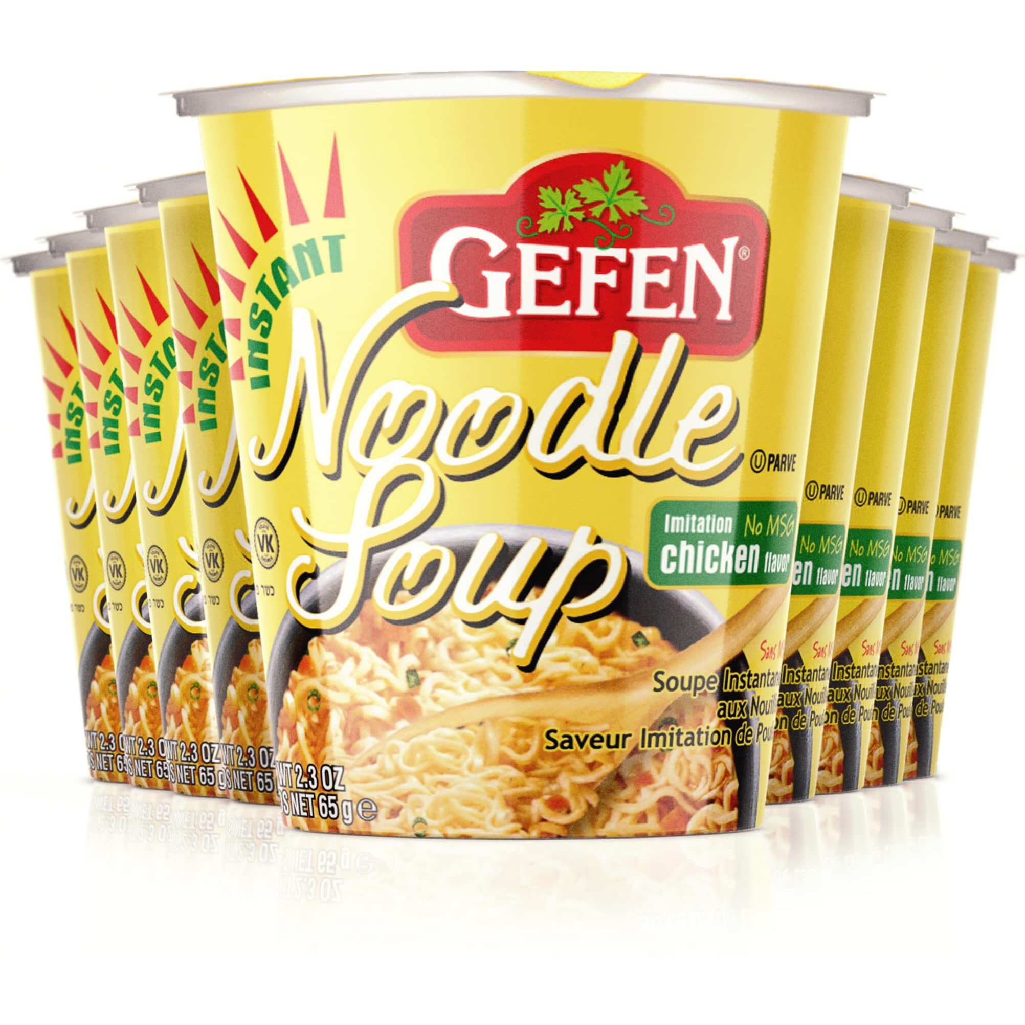 Gefen Instant Noodle Soup Cup 2.3Oz (12 Pack) No Msg, Chicken Soup Flavor, Meat Free, Dairy Free, Just Add Hot Water And Serve,2.3 Ounce (Pack Of 12)
