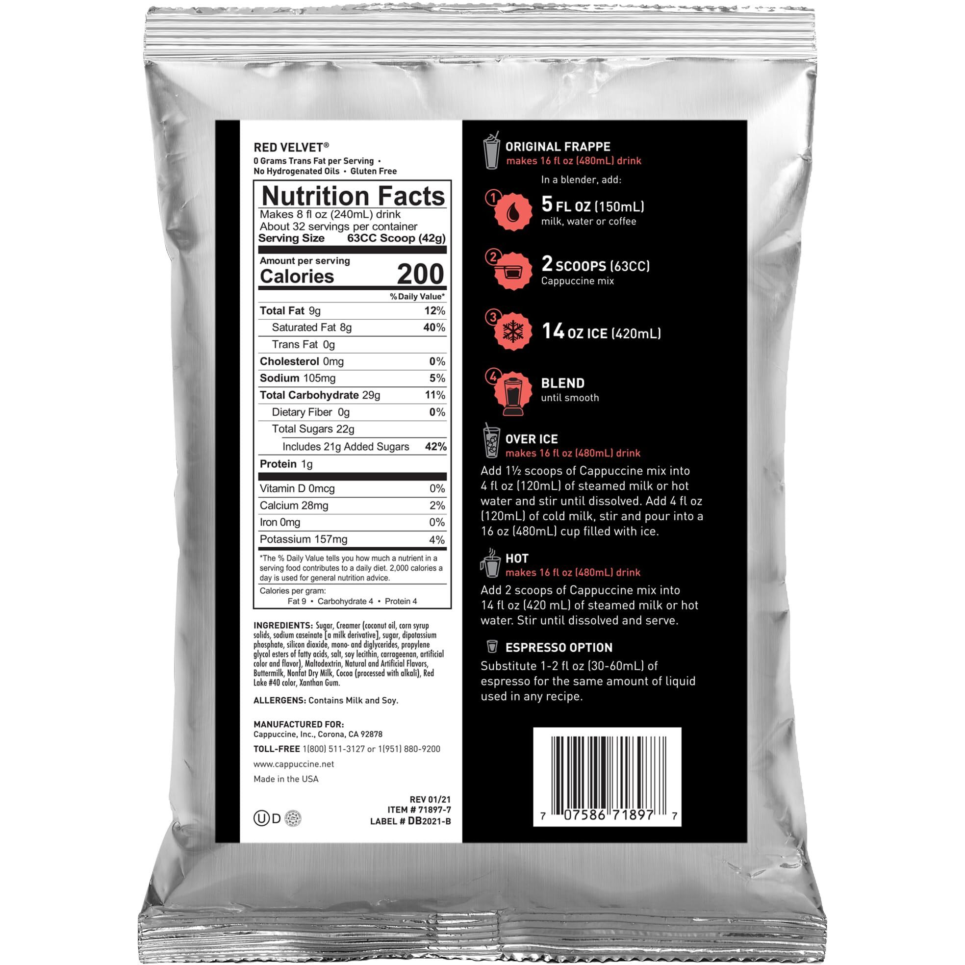 Cappuccine Red Velvet Frappe Mix, 3 Pound (Pack Of 1)