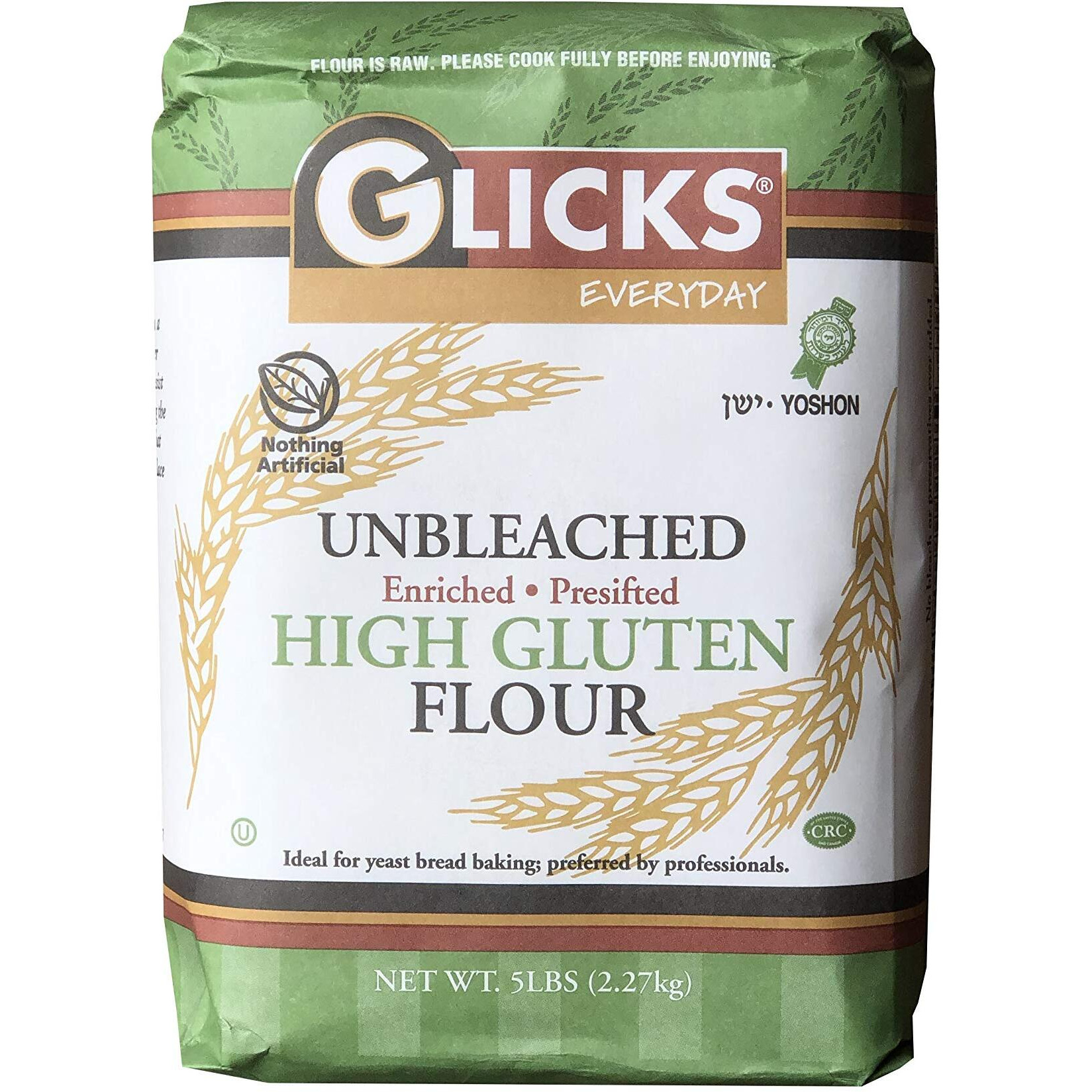 Glicks Unbleached High Gluten Flour, (5 Pounds) Enriched, Presifted, Kosher, No Preservatives