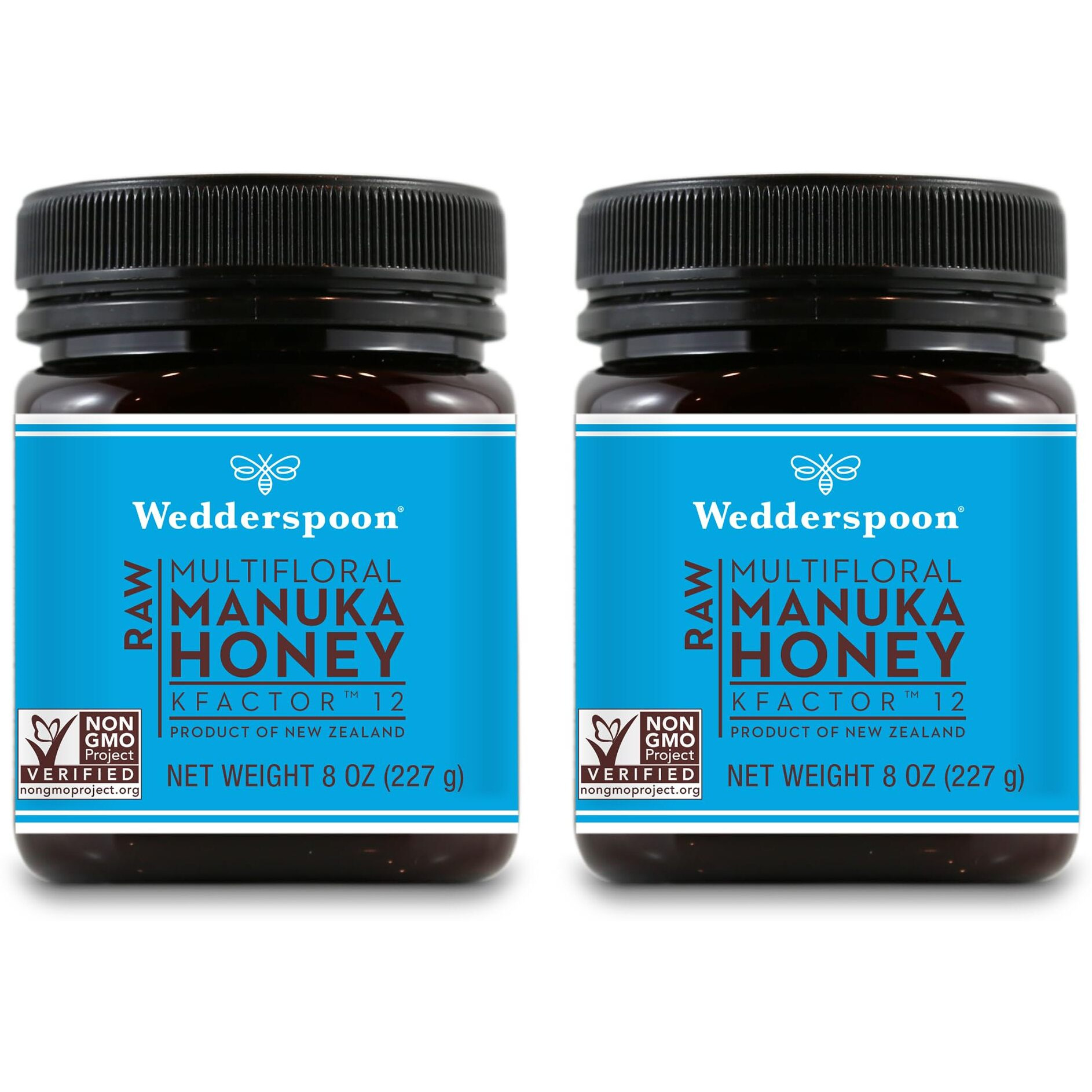 Wedderspoon Raw Premium Manuka Honey, Kfactor 12, 8.0 Oz (Pack Of 2), Unpasteurized, Genuine New Zealand Honey, Non-Gmo Superfood, Traceable From Our Hives To Your Home