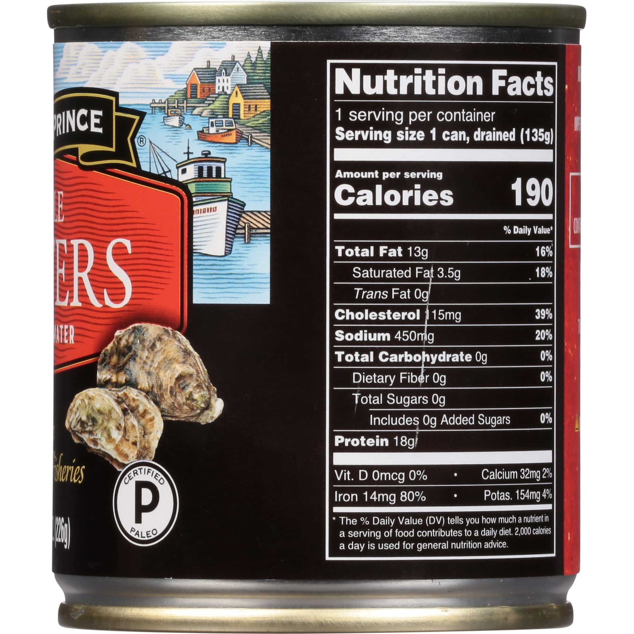 Crown Prince Whole Boiled Oysters, 8-Ounce Cans (Pack Of 12)