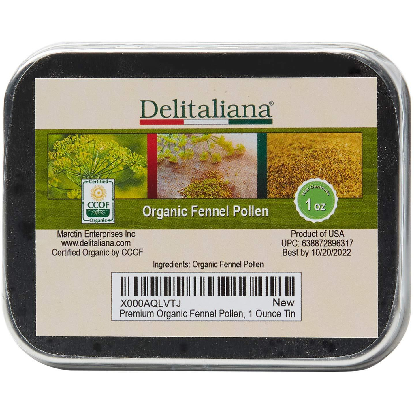 Delitaliana Premium Organic Fennel Pollen, 1 Ounce Tin