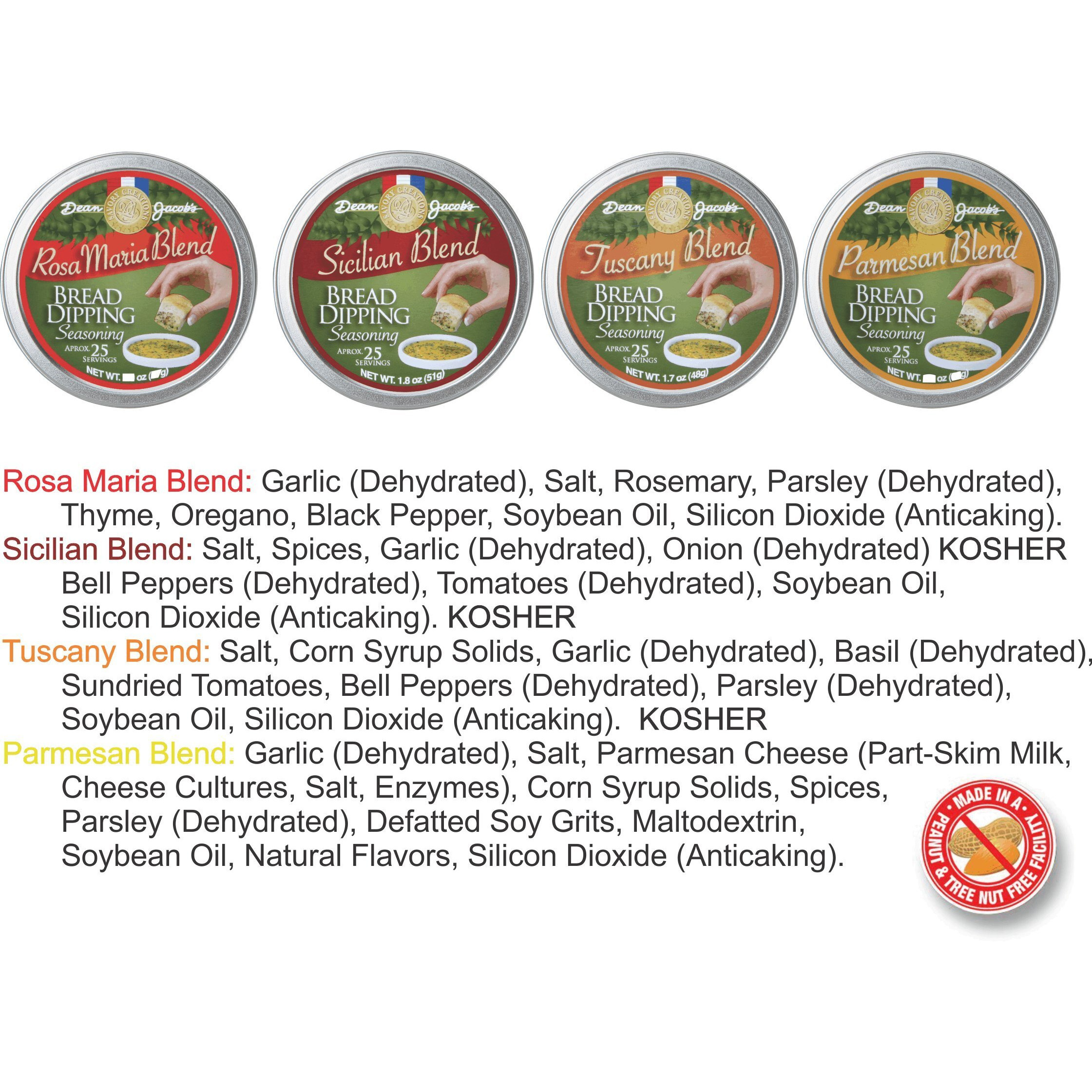 Dean Jacob's Bread Dipping Collection ~ Set Of 4 Tins