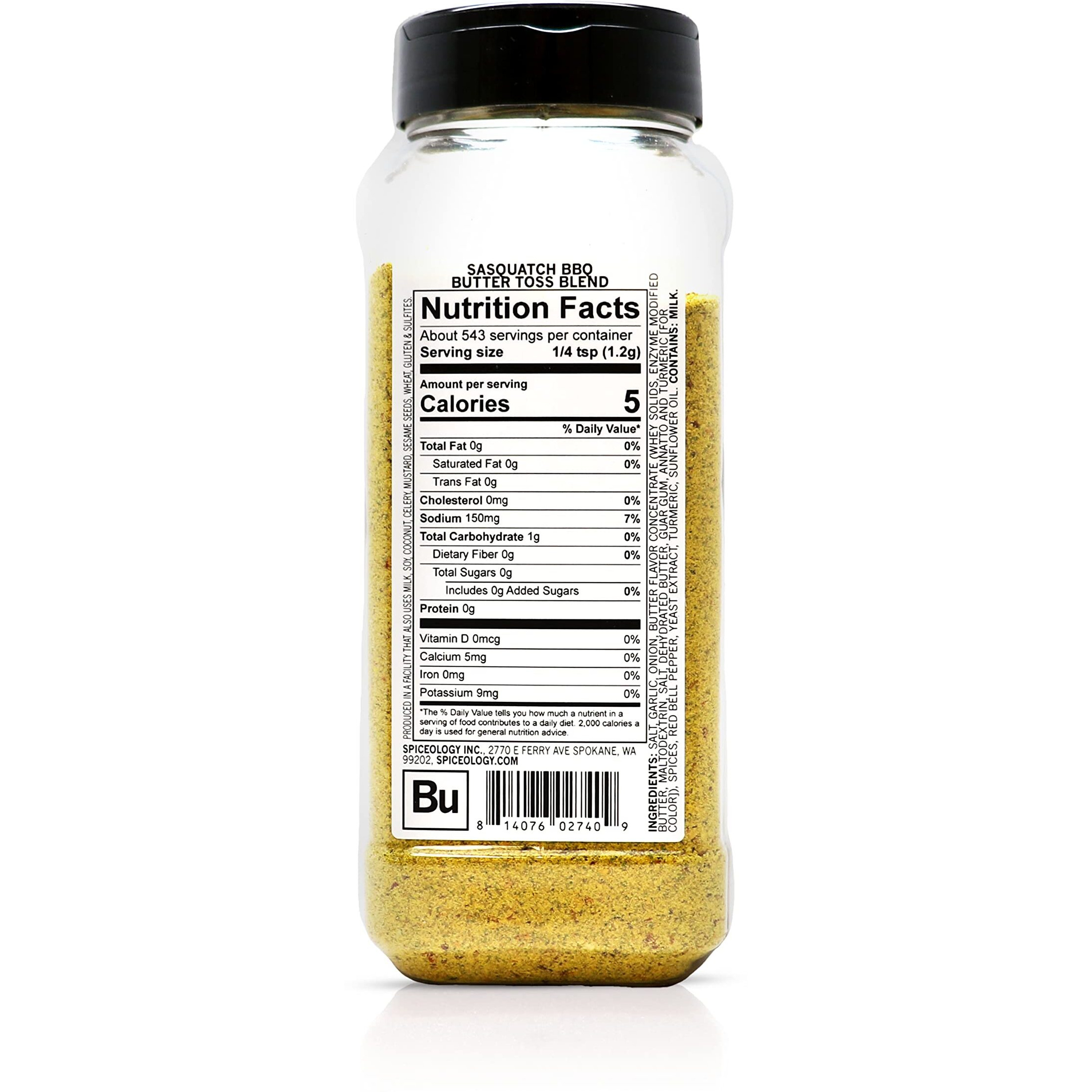 Sasquatch Bbq - Butter Toss - Savory Butter Seasoning Blend From Spiceology - Use On Steak, Chicken, Pasta, Popcorn And Potatoes - Barbeque Rubs, Spices And Seasonings - 23 Oz