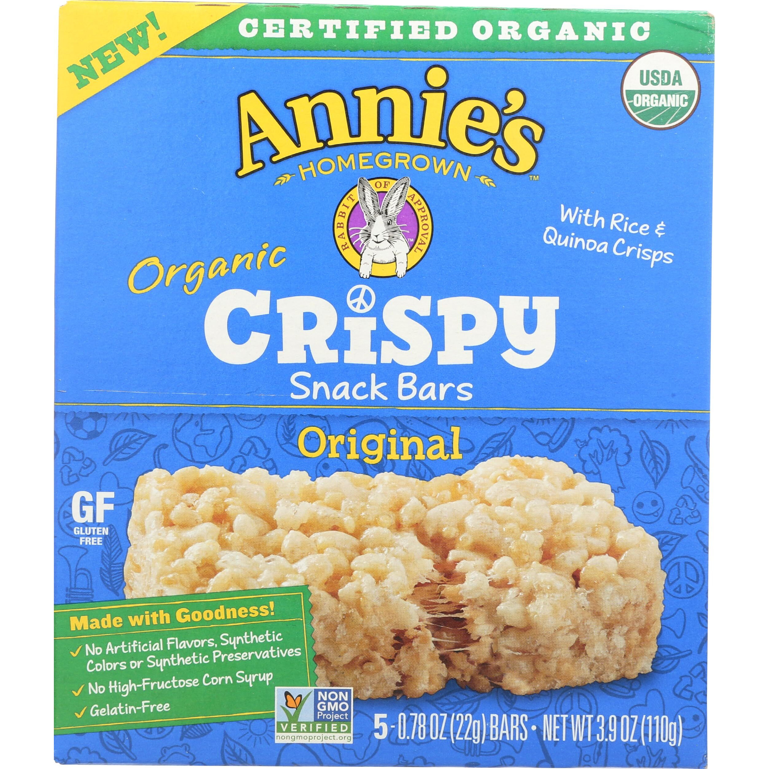 Annie's Homegrown Organic Original Crispy Bars, Gelatin Free, 3.9 Ounces (Pack Of 8)