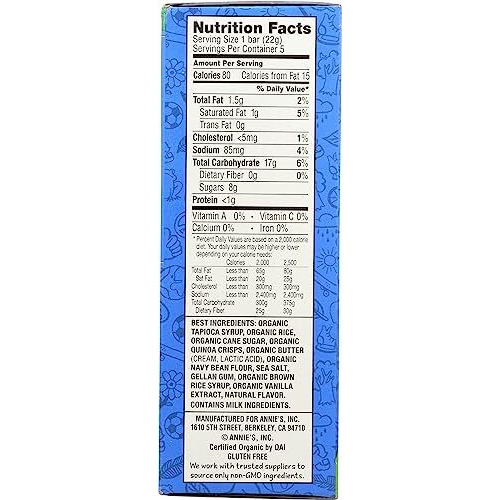 Annie's Homegrown Organic Original Crispy Bars, Gelatin Free, 3.9 Ounces (Pack Of 8)