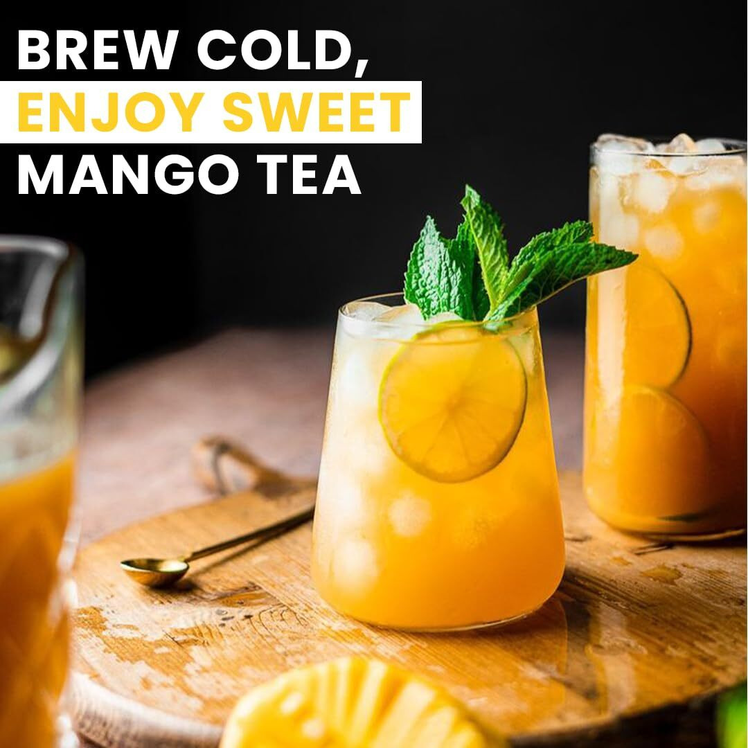 Integritea Green Mango Flavored Green Tea, 6 Organic Unsweetened Iced Tea Bags, 6 Gallons, Hot Or Cold Brew, Fairly & Sustainably Sourced