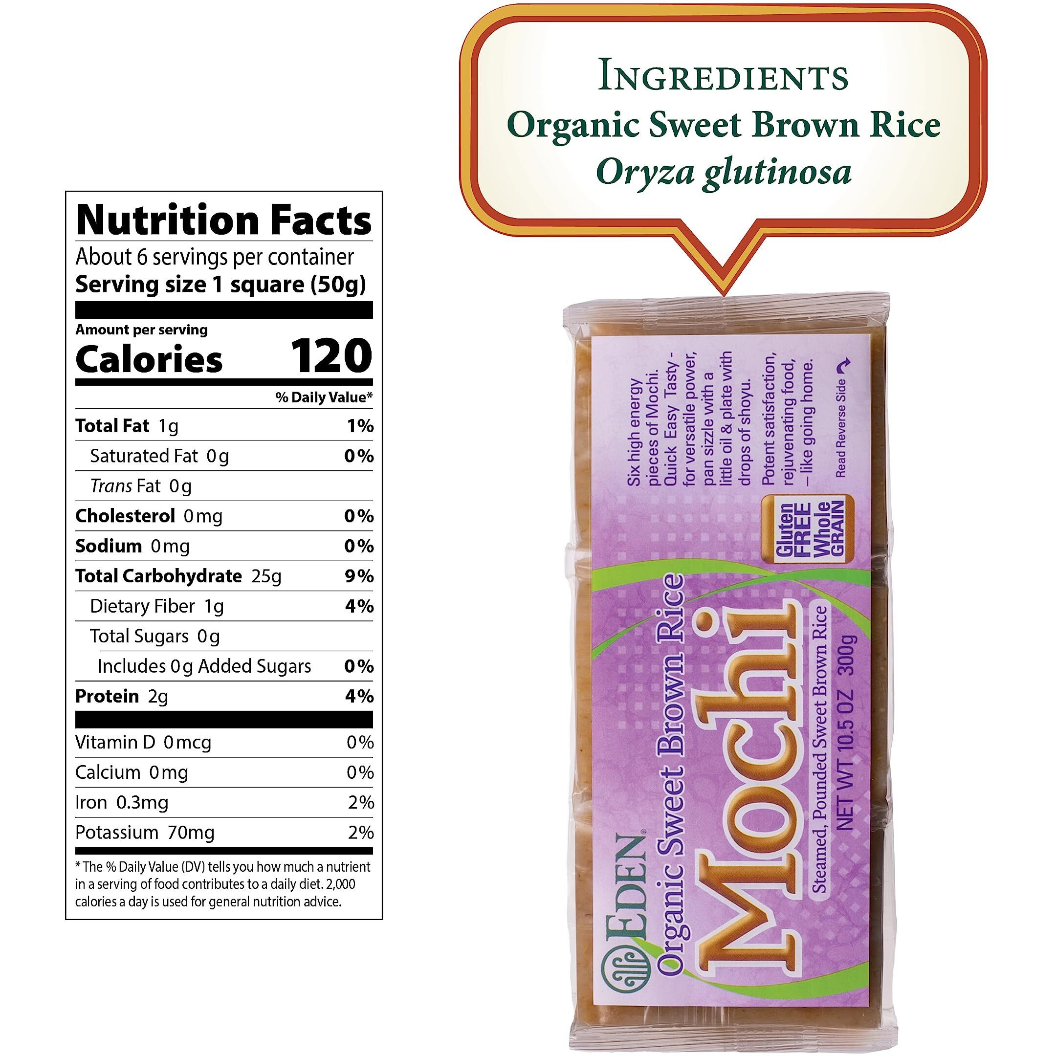 Eden Organic Sweet Brown Rice Mochi, Whole Grain, Traditionally Made In Japan, 10.5 Oz