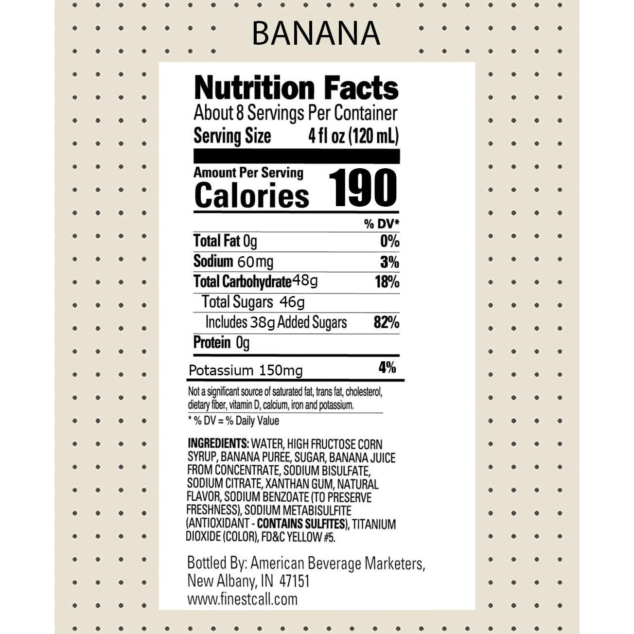 Finest Call Premium Banana Puree Drink Mix, 1 Liter Bottle (33.8 Fl Oz), Individually Boxed