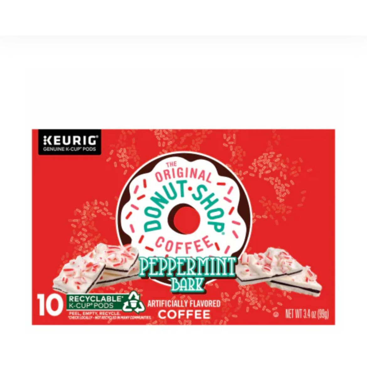 The Original Donut Shop Peppermint Bark Keurig Single-Serve K-Cup Pods, Light Roast Coffee (1 Box Of 10 Pods)