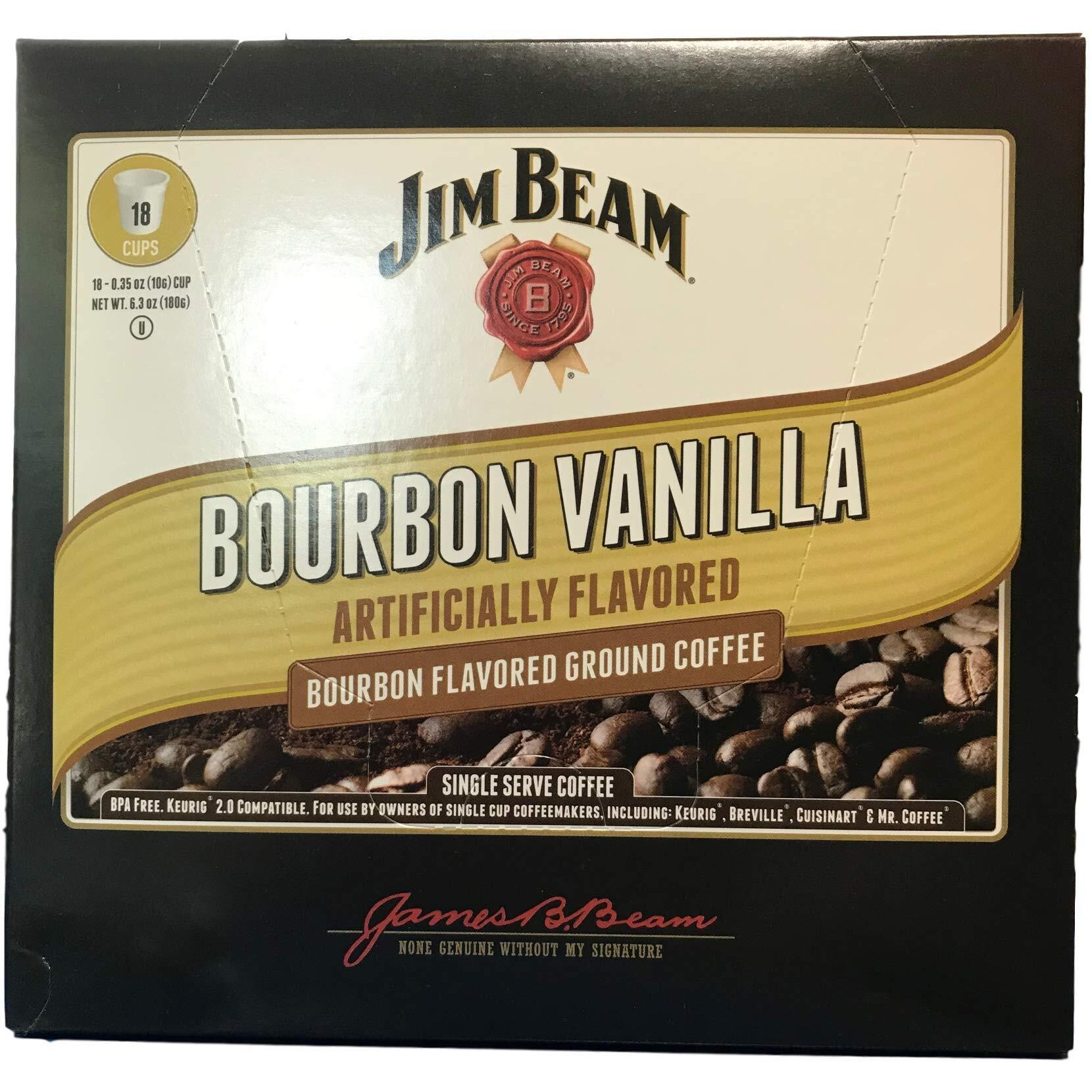Jim Beam Bourbon Vanilla Single Serve Coffee, 18 Cups, Keurig 2.0 Compatible