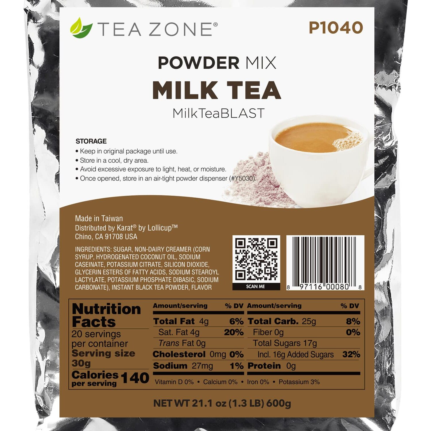 Tea Zone 1.32 Lb Milk Tea Powder