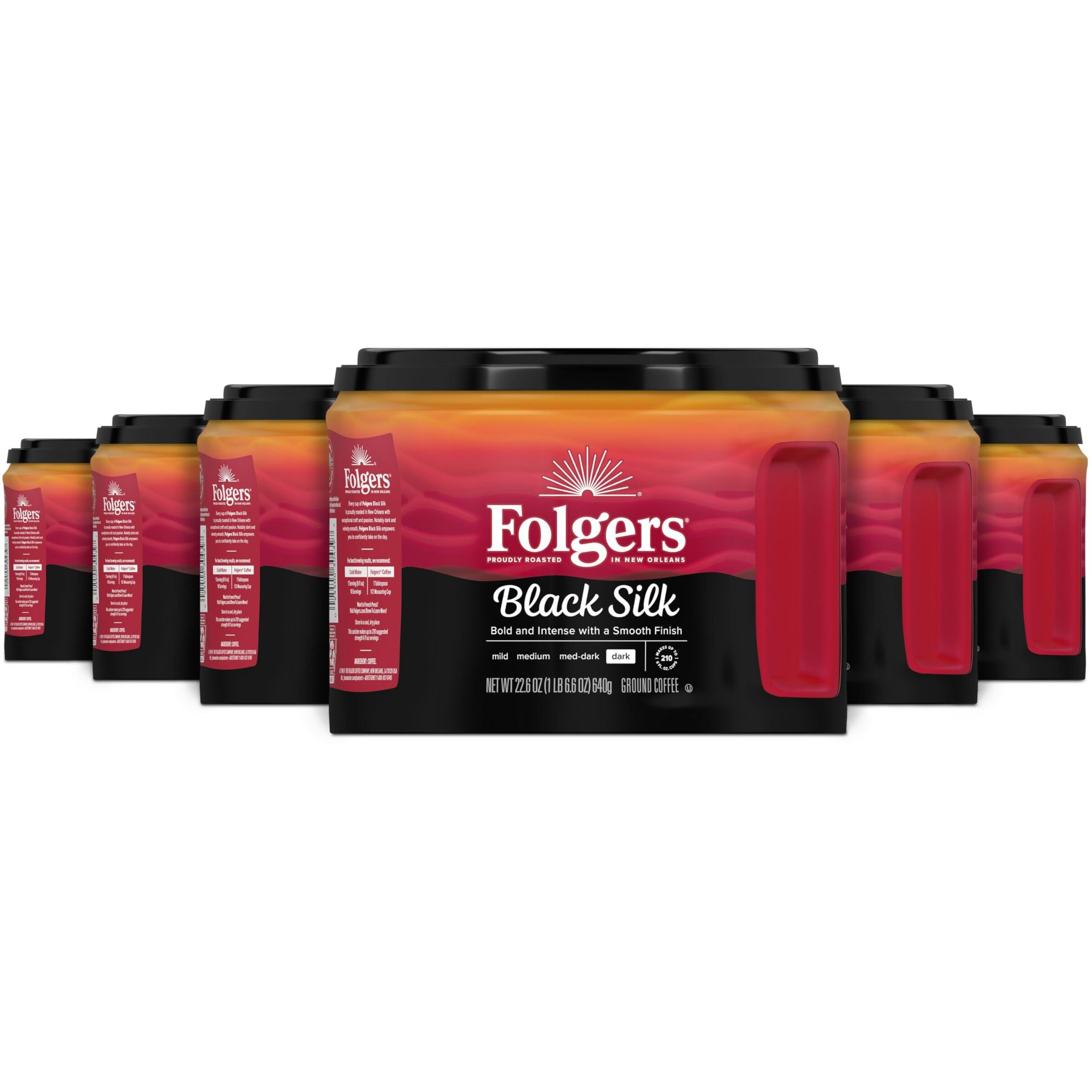Folgers Black Silk Dark Roast Coffee, 22.6 Ounces (Pack Of 6)